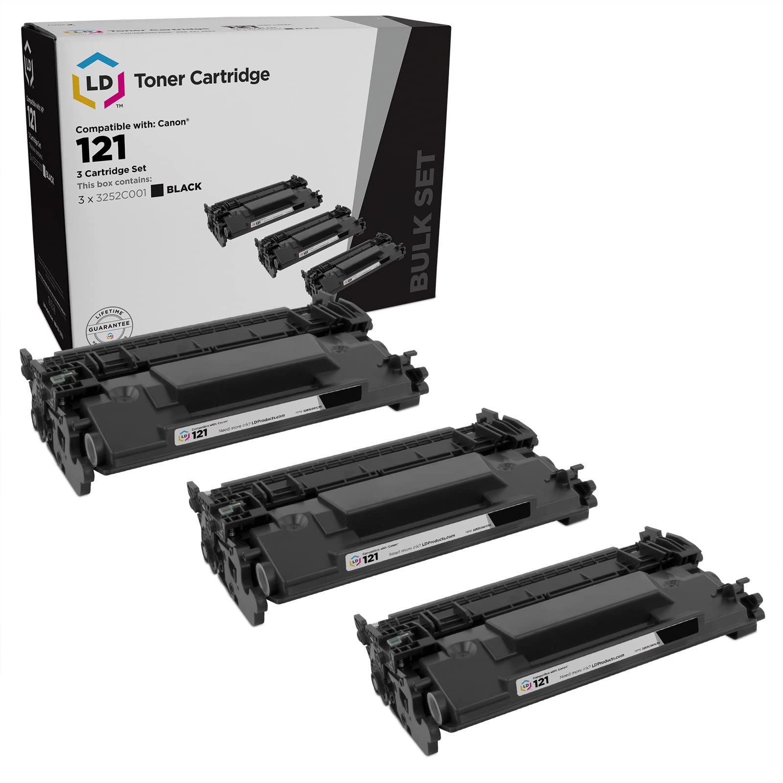 High-Capacity LD Products Black Toner Cartridge (3-Pack) - Compatible with Canon 121 3252C001 & ImageClass D1620 Printers - Perfect for Office Printing & High-Volume Document Needs