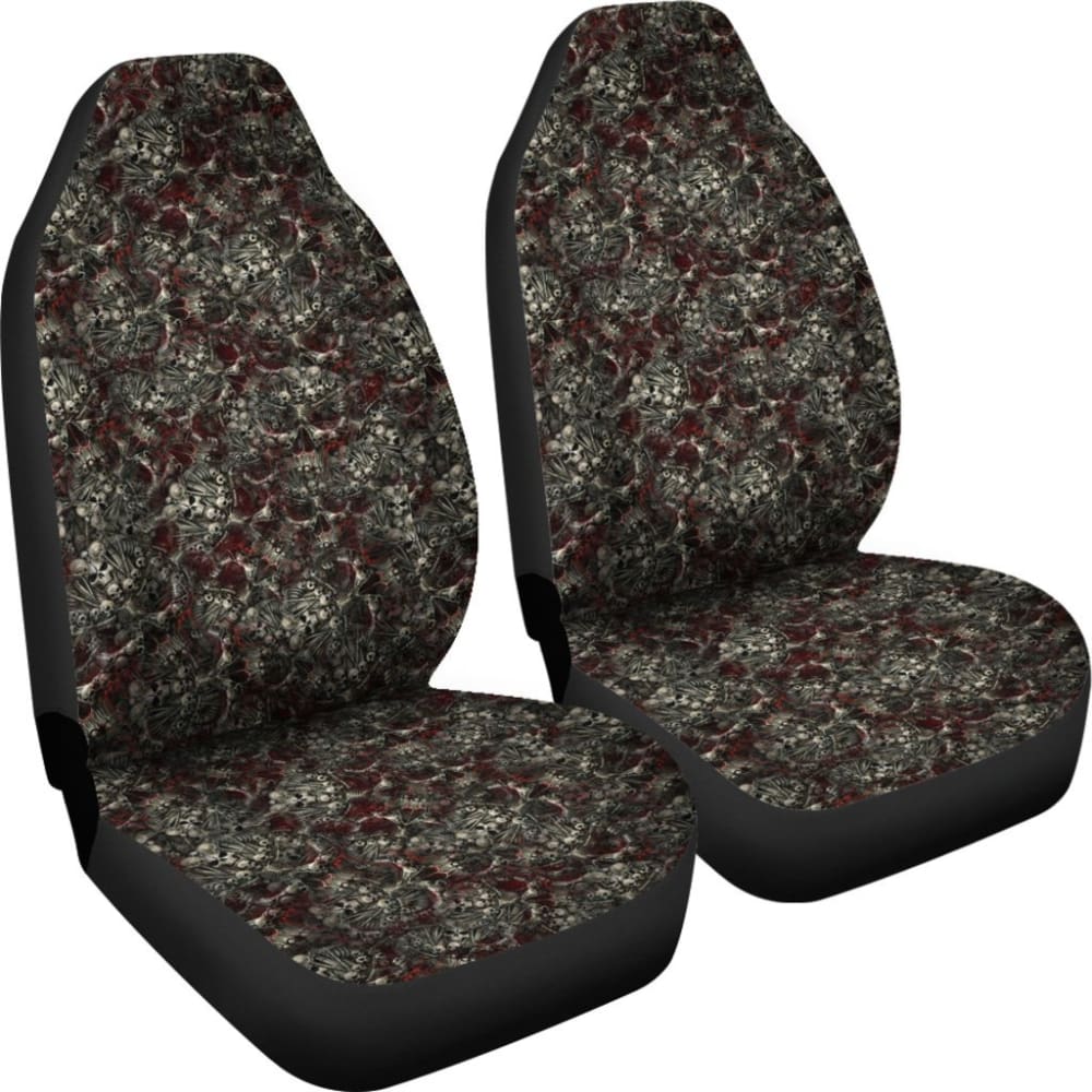 2 Pcs Sugar Skulls Day of The Dead Seat Covers - Durable Car Seat Protectors for Halloween, Dia de Los Muertos, and Mexican Themed Decorations - Perfect for Cars, Trucks, and Motorcycles