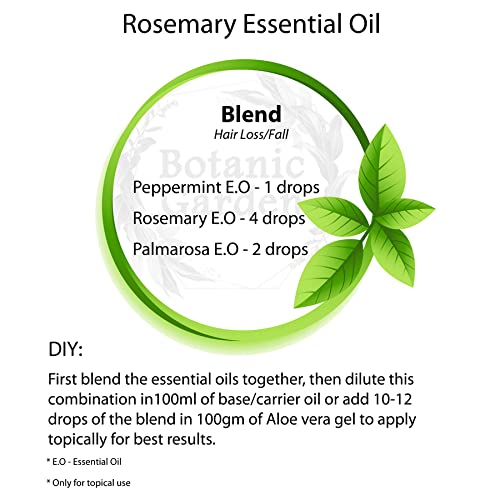 Pure Botanic Garden Rosemary Essential Oil - 10ml for Hair Growth, Scalp Care & Glowing Skin | Natural Aromatherapy, DIY Beauty & Massage Oil