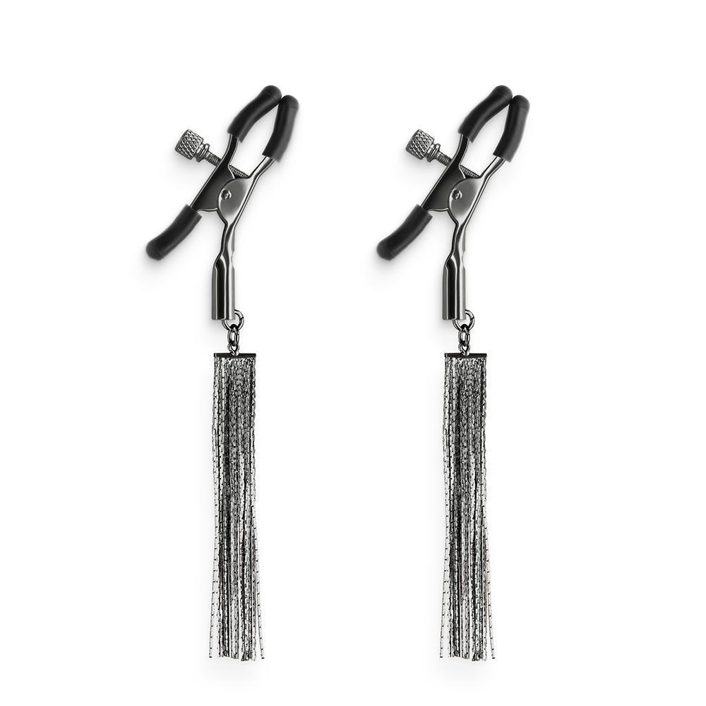 Sensitive Nipple Clamps with Adjustable Chain & Tassels - BDSM Bondage Accessories for Couples Play & Sensual Exploration