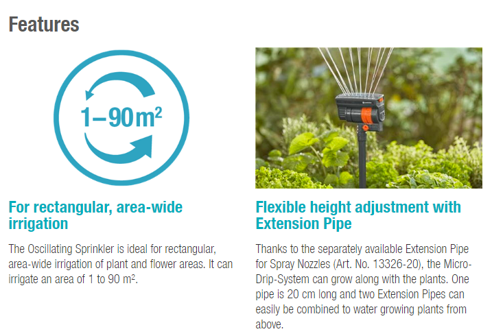 Gardena Oscillating Sprinkler OS 90 13325 - Premium Lawn Watering System for Medium to Large Yards | Perfect for Grass, Gardens & Landscaping