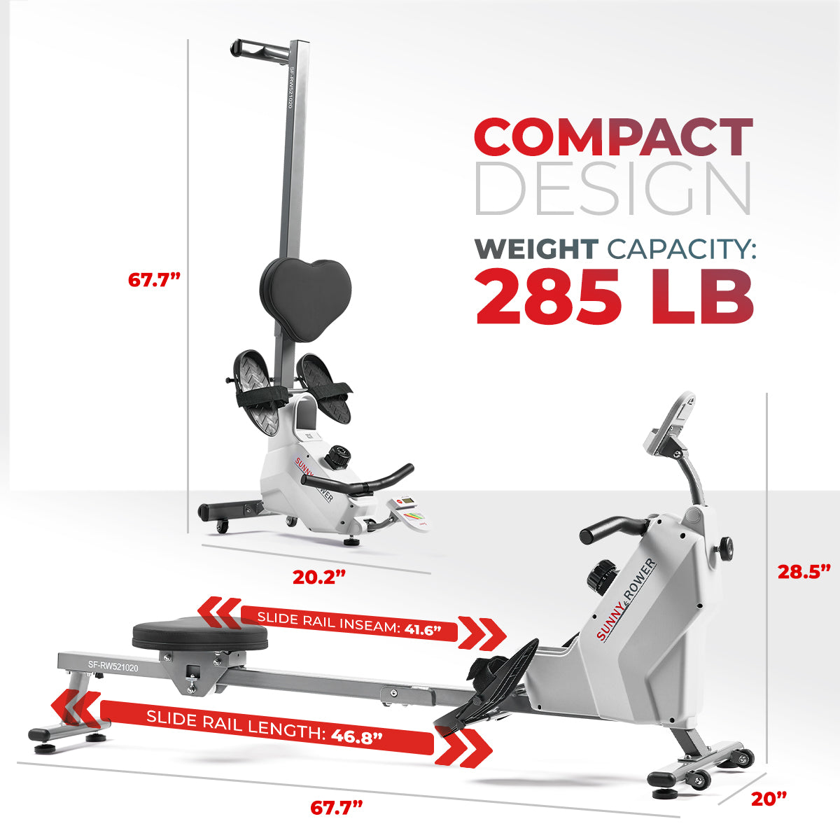 Smart Compact Magnetic Rowing Machine for Home Gym - Foldable Rower with LCD Display for Full Body Workout | Perfect for Small Spaces & Apartment Fitness