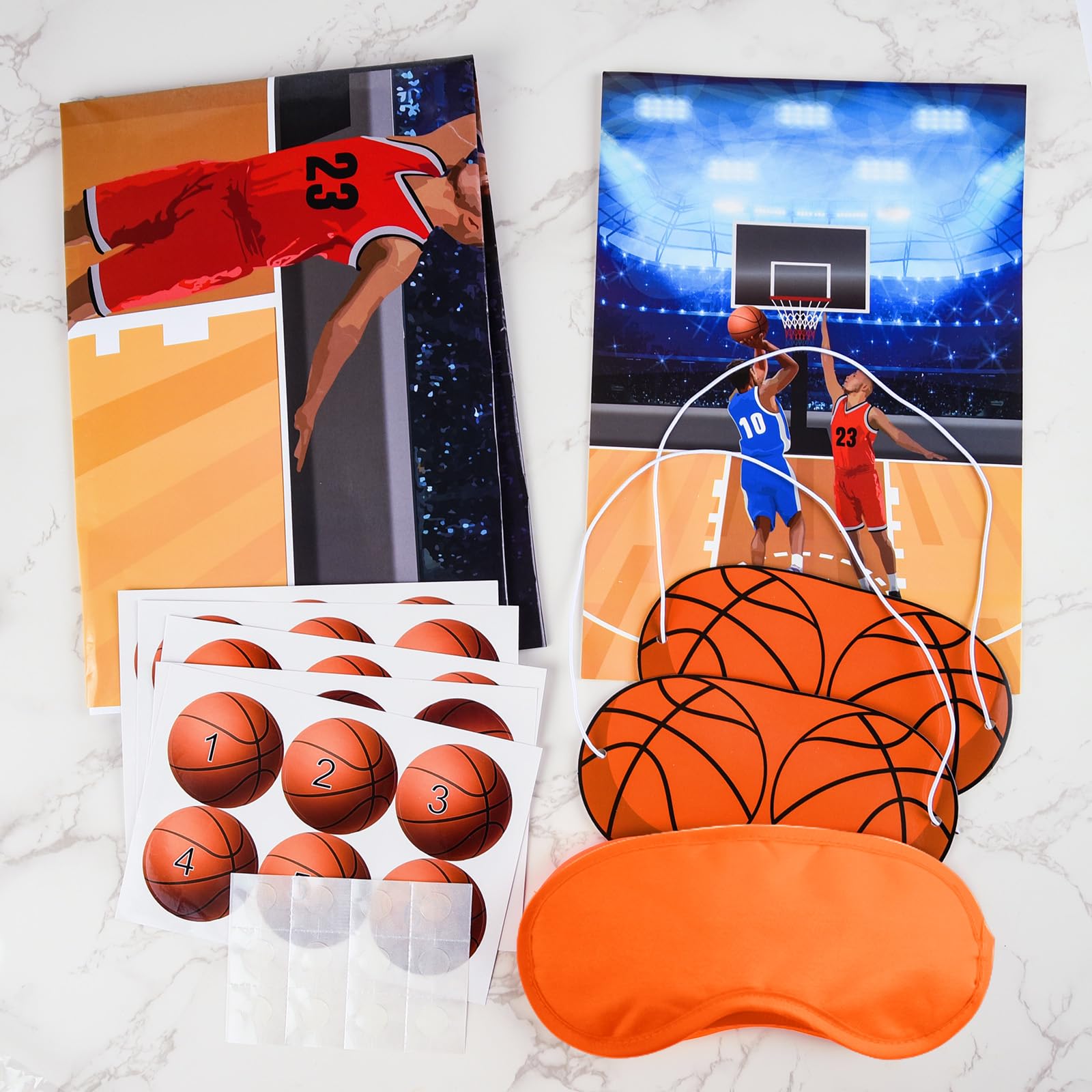 PLULON Basketball Party Game for Kids - Pin The Basketball on The Hoop Game Set with Stickers | Fun Birthday Party Decor & Classroom Activity for Boys & Girls | Perfect for Birthday Parties, School Events & Indoor Games