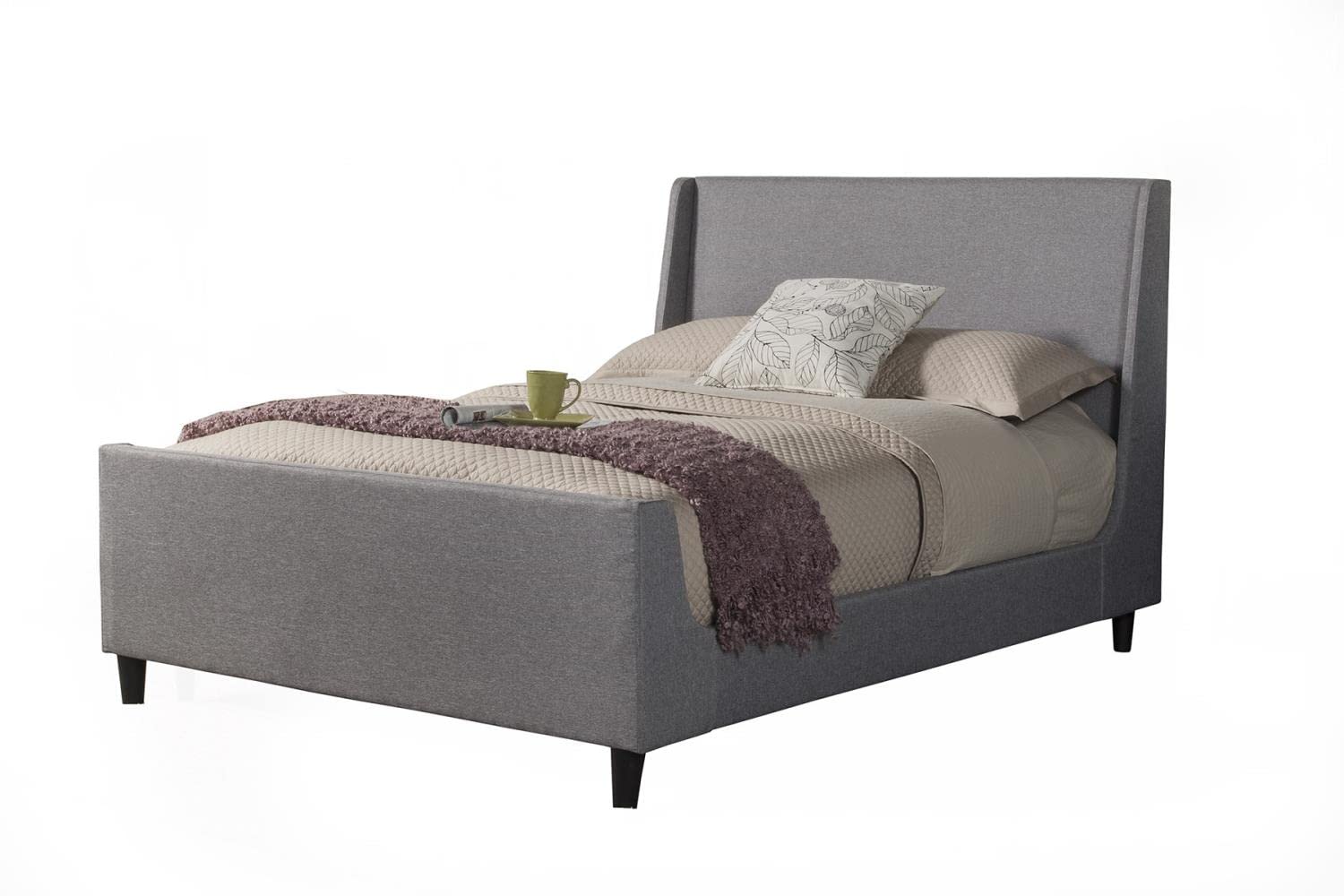 Alpine Amber Full Size Bed Frame - Modern Gray Wooden Platform Bed with Headboard - Perfect for Bedroom, Guest Room & Dorm Furniture