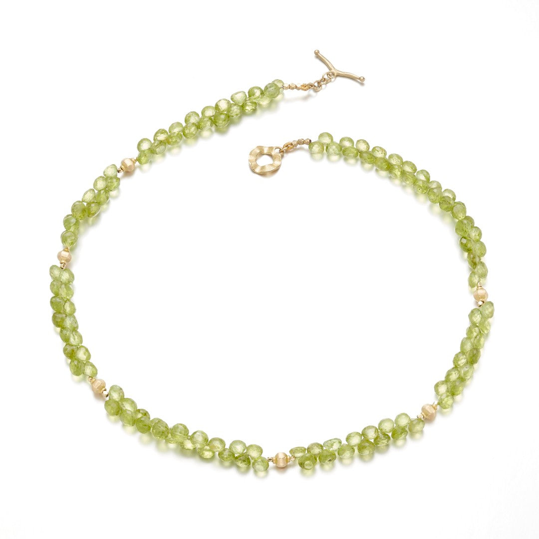 Natural Peridot Briolette Pendant Necklace - 925 Sterling Silver Jewelry for Women - Perfect Gift for Birthday, Anniversary & Everyday Wear