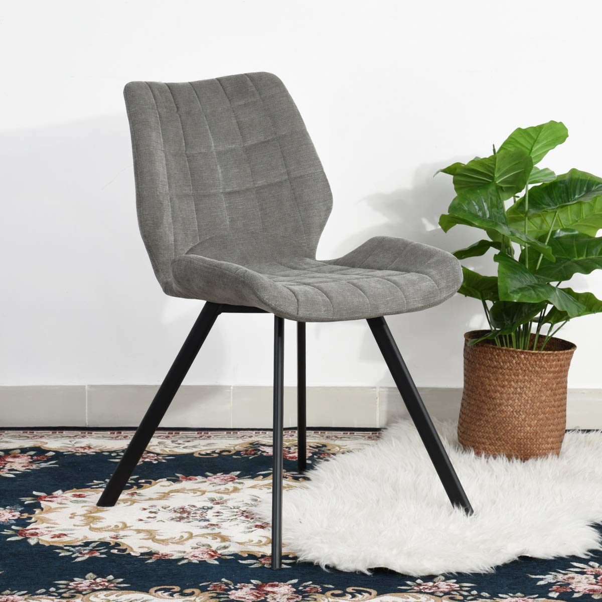 Luxury Velvet Upholstered Dining Chairs Set of 2 - Tufted Back Soft Padded Fabric Side Chairs with Sturdy Metal Legs for Kitchen, Living Room, Dining Room & Home Decor (Gray) | Elegant Seating for Dinner Parties, Family Gatherings & Cozy Home Atmosphere