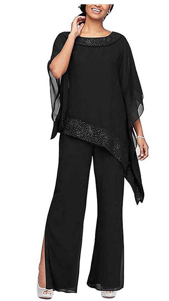 Elegant Beaded Chiffon Pantsuit Set for Mother of the Bride - 3 Piece Formal Evening Gown Outfit for Women | Perfect for Weddings, Galas & Special Occasions