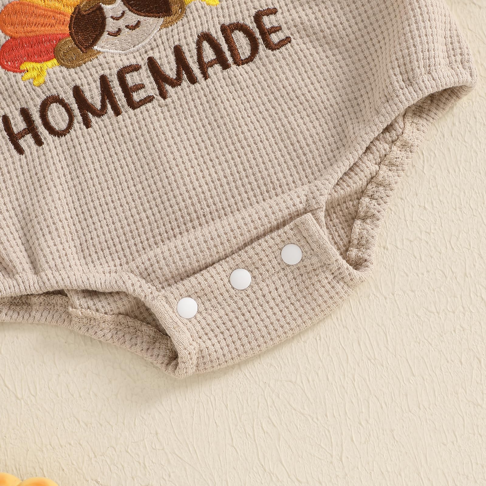 Omkzanbi Thanksgiving Baby Outfit - Neutral Fall Jumpsuit for Boys & Girls | Turkey Bubble Romper & Homemade Waffle Bodysuit | Perfect for Family Gatherings, Photo Shoots & Holiday Celebrations