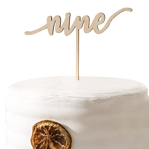 Wood Cake Toppers Nine Year Sign