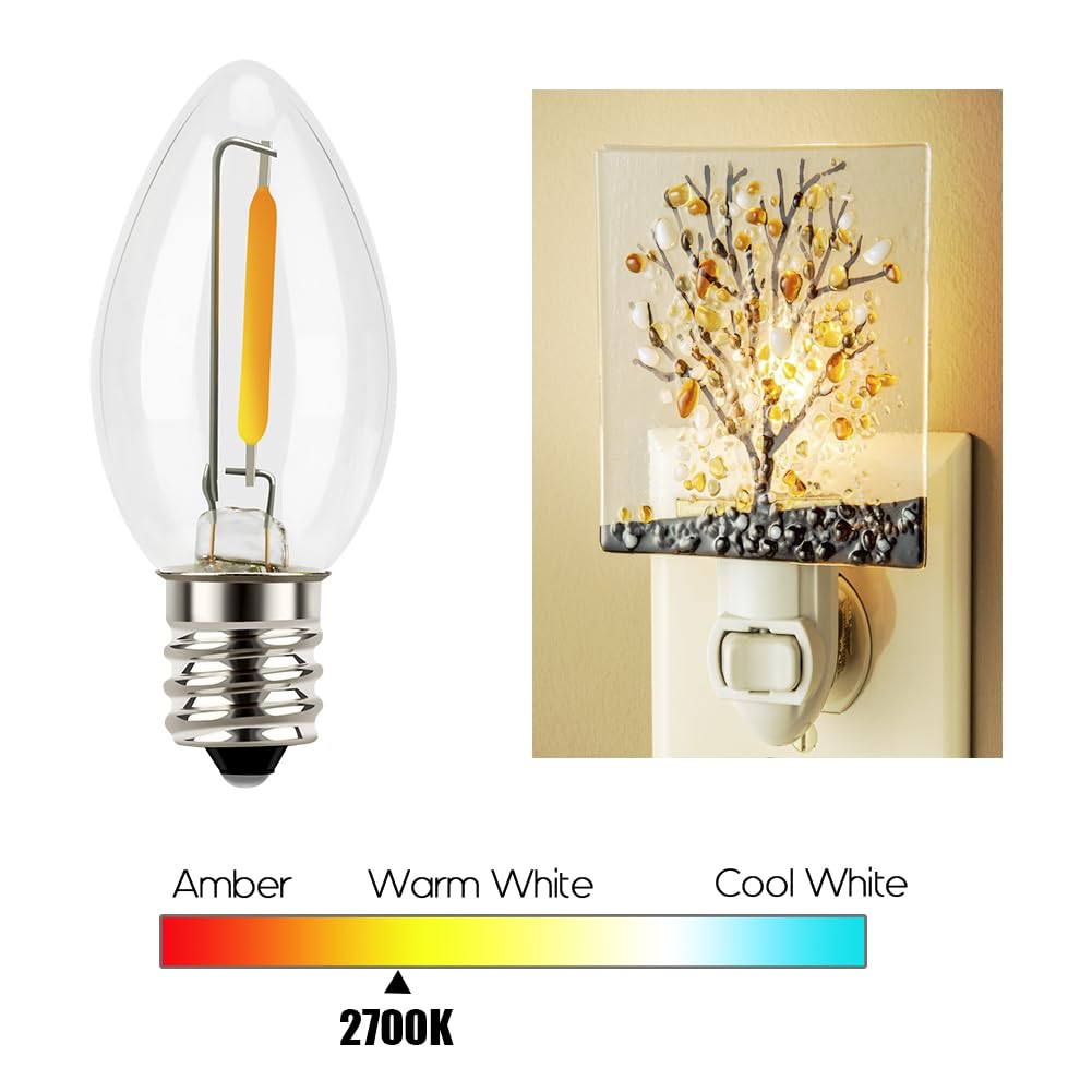 Emotionlite C7 LED Candelabra Light Bulbs - 4W 5W 6W 7W Equivalent, E12 Base, Warm White 2700K, Clear Glass - 4 Pack for Chandeliers, Night Lights & Decorative Lighting