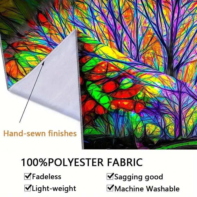 Tree of Life Glow in the Dark UV Tapestry Wall Art - Spiritual Home Decor for Bedroom, Living Room & Dorm