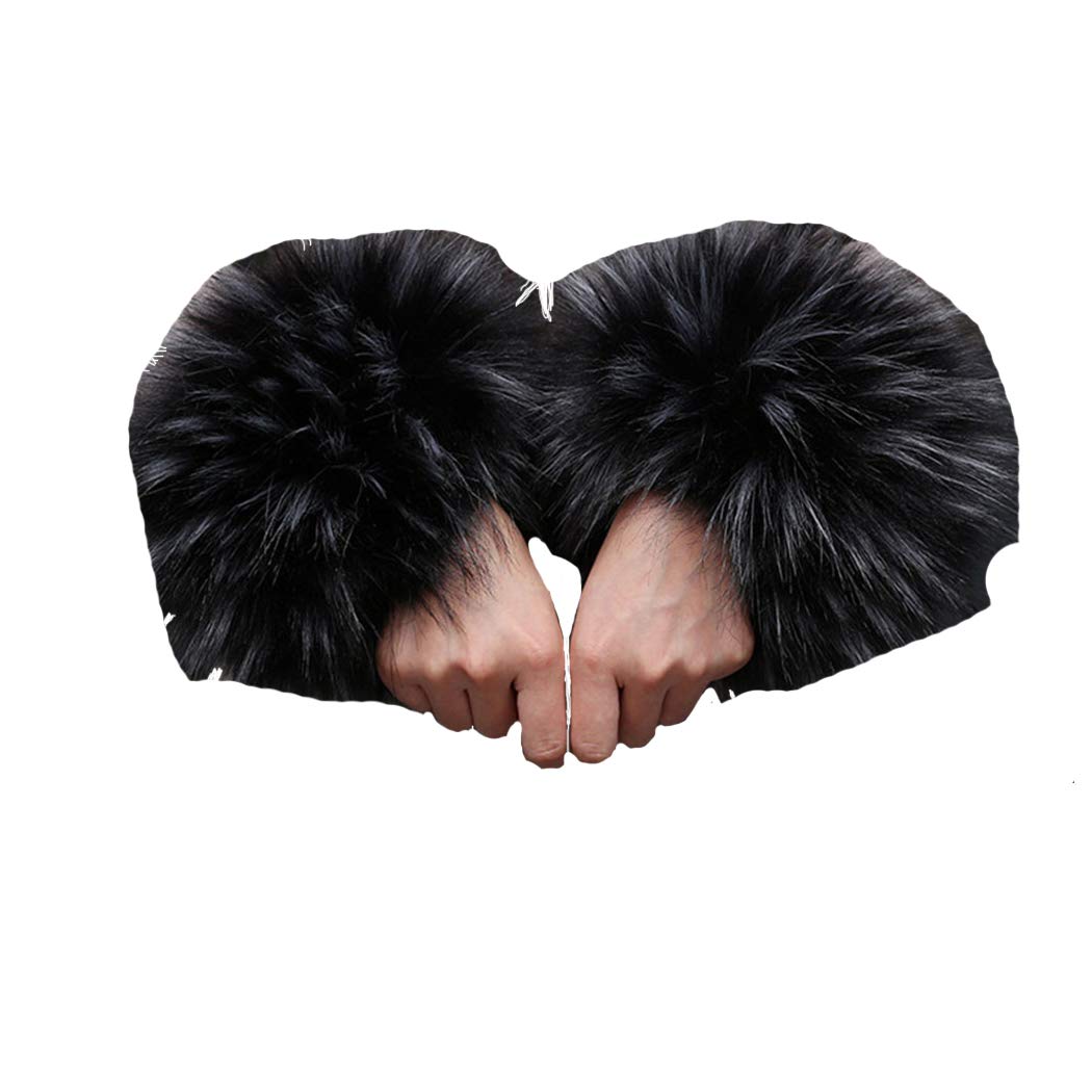 Tngan Winter Faux Fur Arm Warmers for Women - Soft Short Furry Wrist Bands & Ring Cuffs - Perfect for Cold Weather, Fashion Accessories, and Outdoor Activities