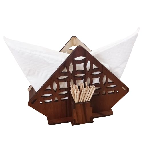 Wooden Tissue Holder Stand - Decorative Wooden Paper Napkin Dispenser for Kitchen, Dining Table & Home Decor - Holds Full Size Tissue Paper - Perfect for Farmhouse, Rustic & Modern Interior Design
