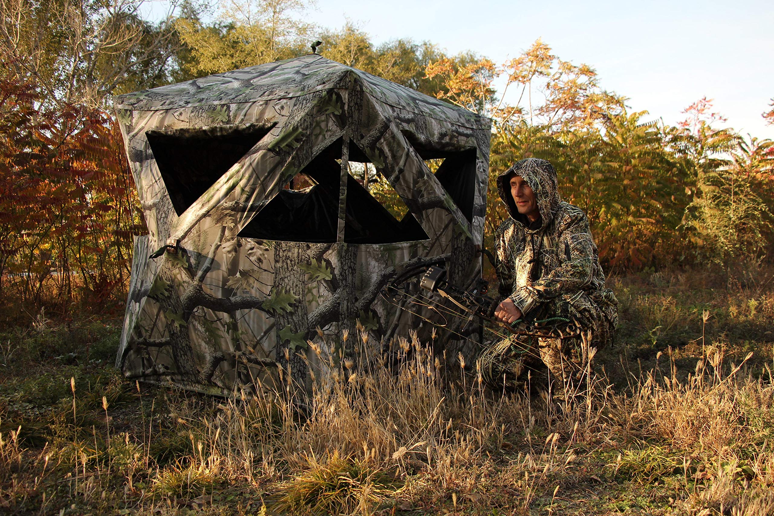 Silent Hunting Ground Hub Blind for Deer Hunting - Portable Camouflage Hunting Blind Tent for Rangers & Outdoor Enthusiasts - Perfect for Wildlife Observation, Bow Hunting & Field Photography