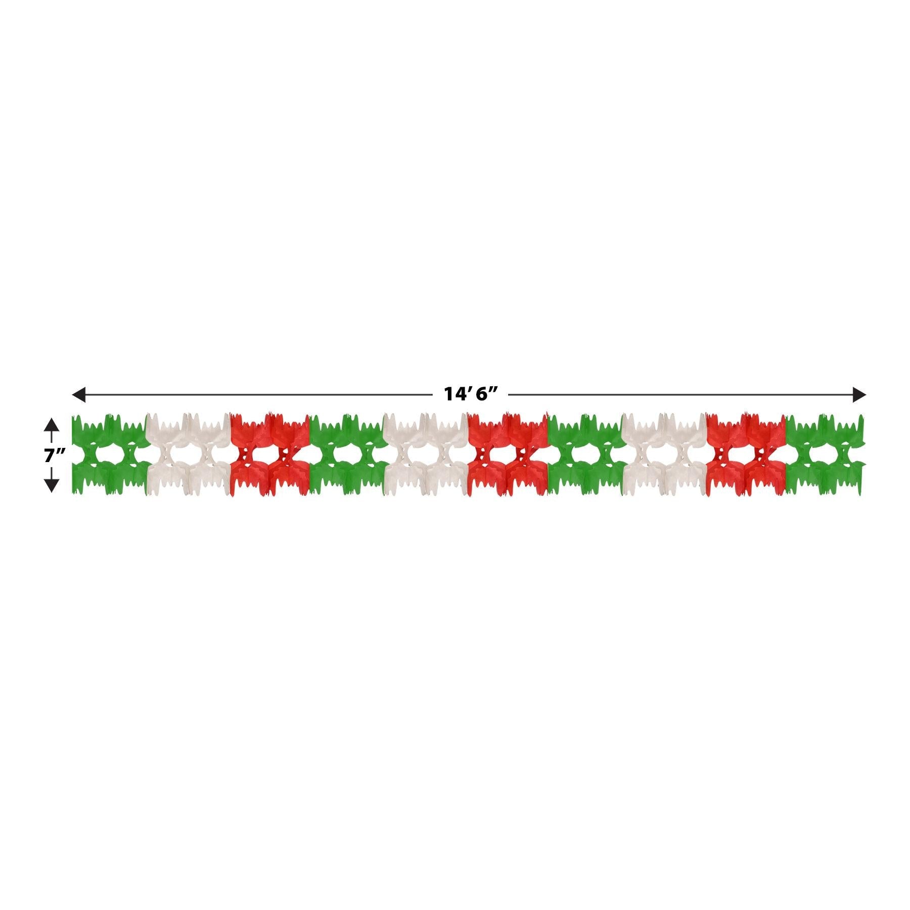 12 Pack Beistle Fiesta Party Garland - Red, White & Green Decorative Streamers for Cinco de Mayo, Birthday & Mexican Themed Celebrations