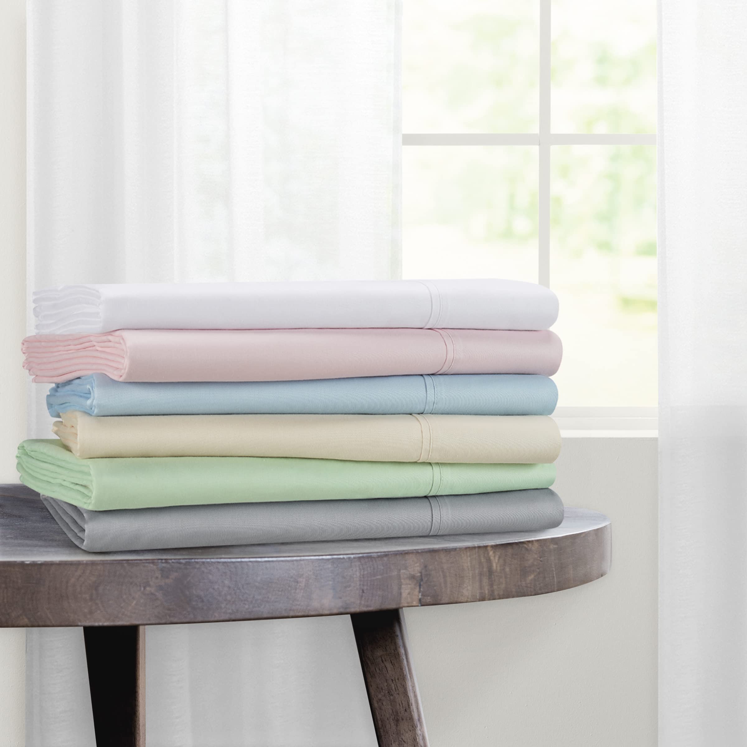 Waverly 100% Cotton Cooling Bed Sheet Set - 4 Piece Cal King Size, Breathable & Soft Solid White Sheets & Pillowcases for Hot Sleepers | Perfect for Summer Nights & Luxury Bedroom Decor