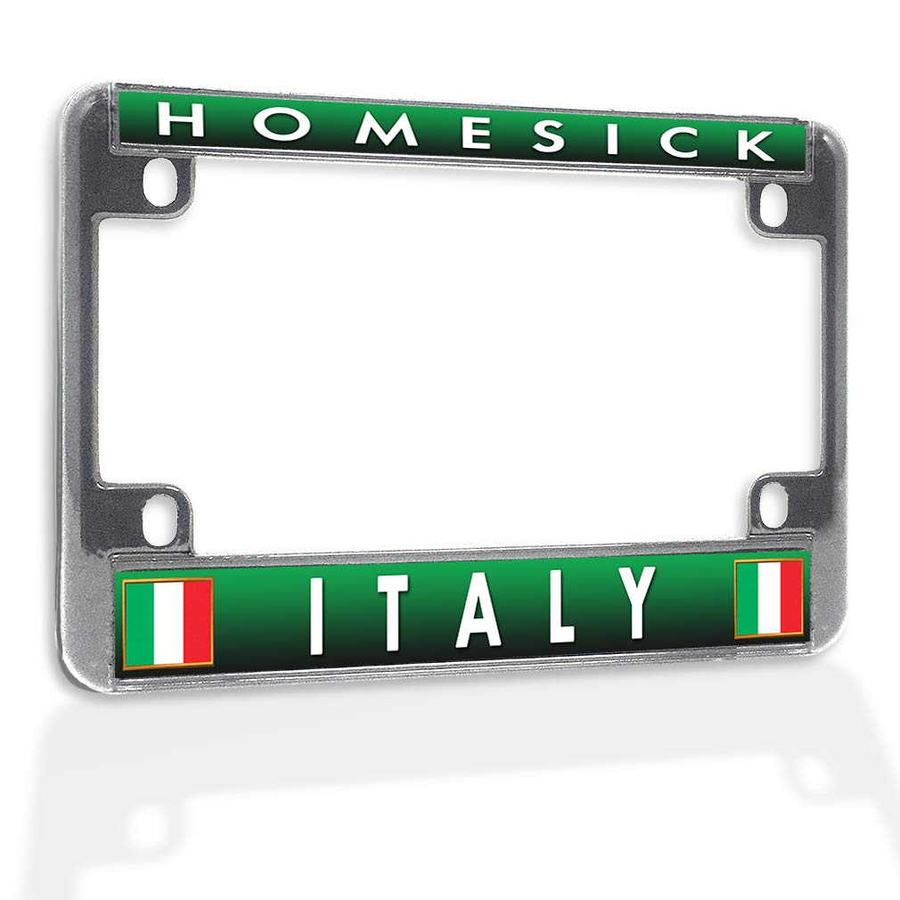Sturdy Metal Insert Bike License Plate Frame - Weatherproof Motorcycle Accessories for Harley, Honda & Yamaha - Chrome Plated 4-Hole Design - Perfect for Italian-Themed Rides & Gift Ideas