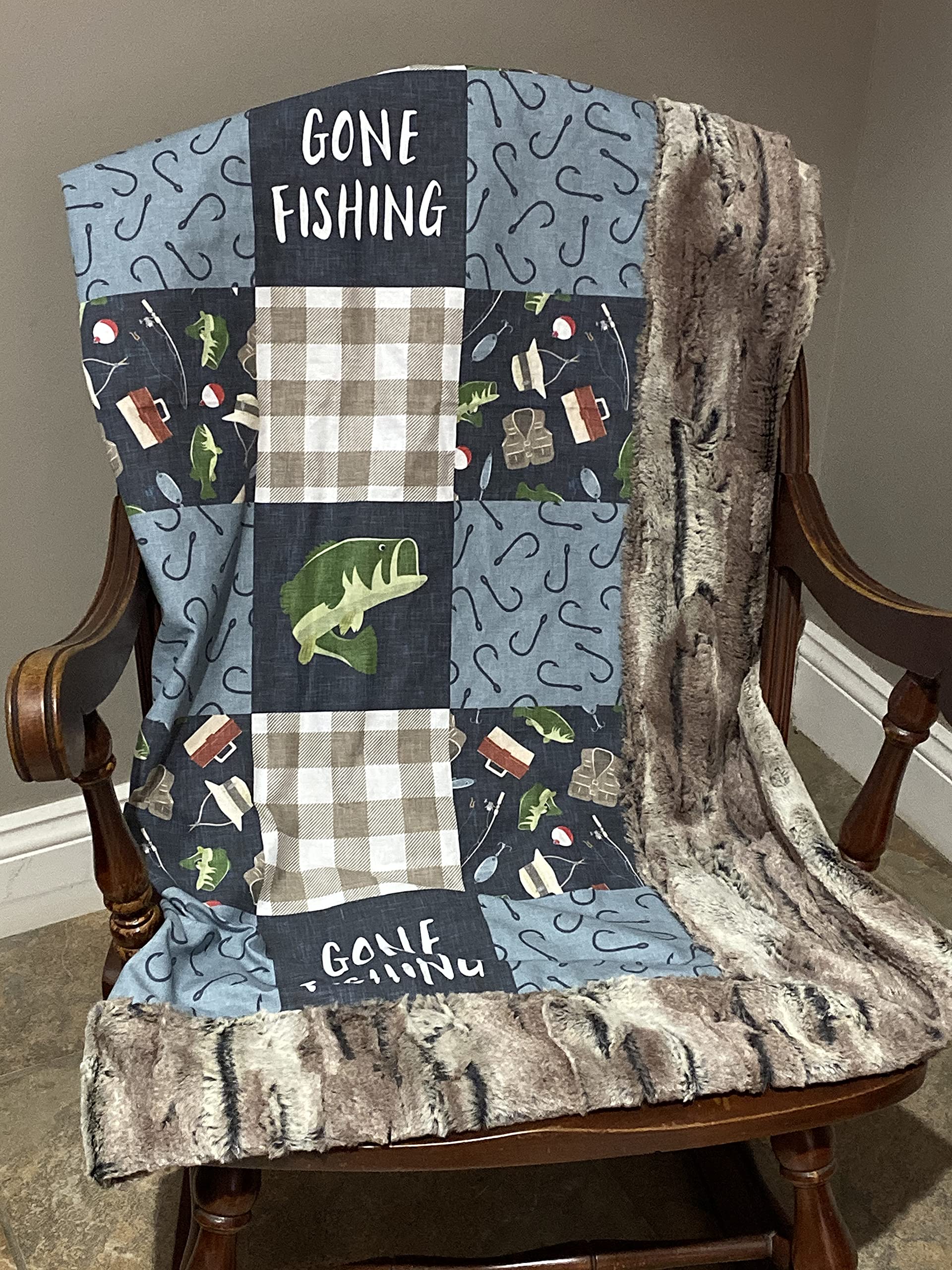 Baby Boy Fishing Nursery Bedding Set - Gone Fishing Crib Bedding for Boys - Soft & Comfortable Crib Sheets, Blanket & Decor - Perfect for Nursery, Baby Shower Gifts & Newborn Essentials
