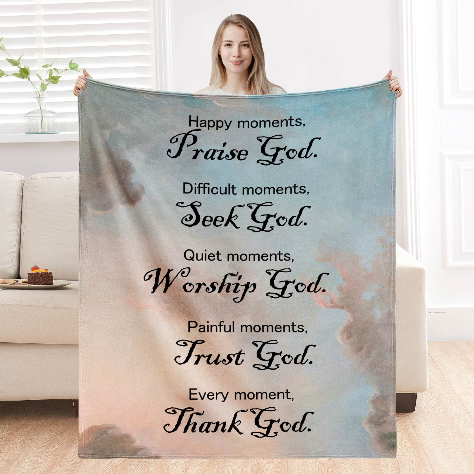 Inspirational Bible Verse Blanket - Soft Plush Throw for Women & Men | Christian Gifts for Prayer & Comfort