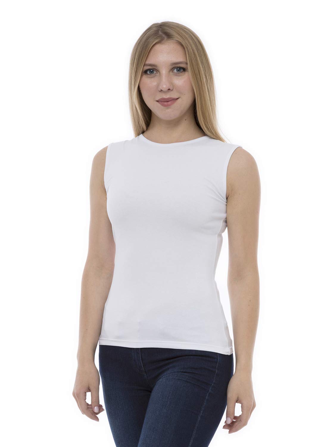 Lunarable Women's Sleeveless Undershirt Tank Top Camisole - Size S, White - Perfect for Layering, Summer Outfits & Casual Wear