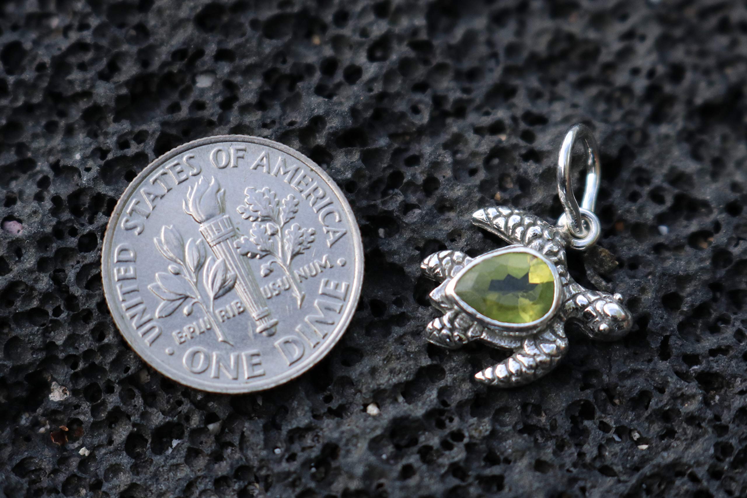 Peridot Turtle Charm Necklace - Sterling Silver Pendant for Women, Gift for Nature Lovers, Birthday & Anniversary Jewelry
