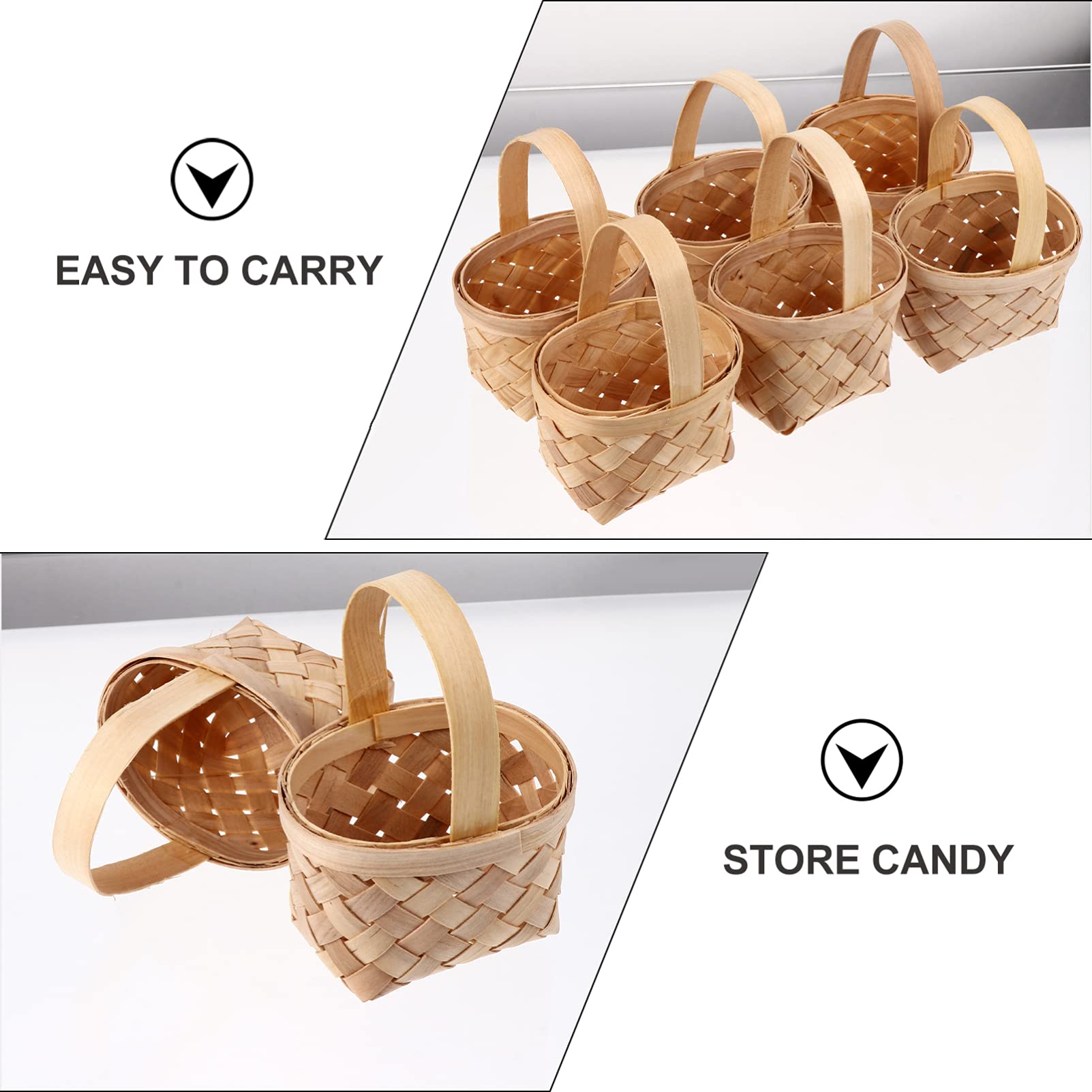 6-Piece Mini Woven Candy Basket Set - Portable Candy Holder for Women, Small Candy Storage Organizer for Home, Party, Wedding, Baby Shower & Gift Packaging
