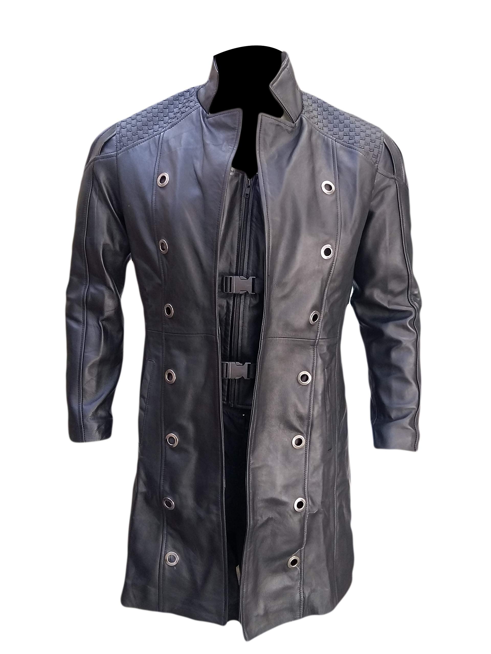 Deus Ex Human Revolution Adam Jensen Black Leather Jacket - Cosplay Costume, Video Game Inspired Outerwear for Halloween & Comic Con