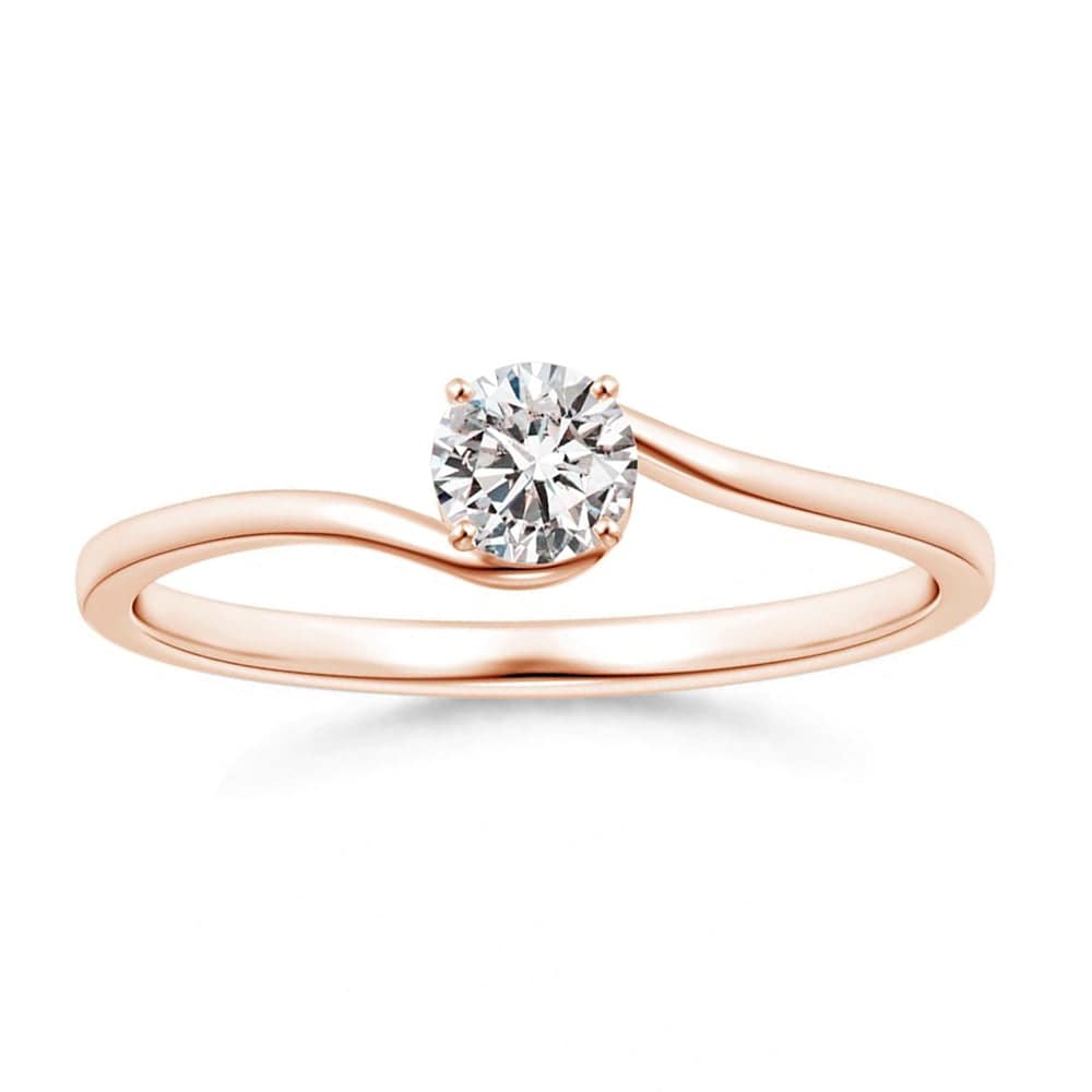 Classic Solitaire Round Lab Grown Diamond Twist Promise Ring for Women - Elegant Engagement, Anniversary & Wedding Jewelry Gift
