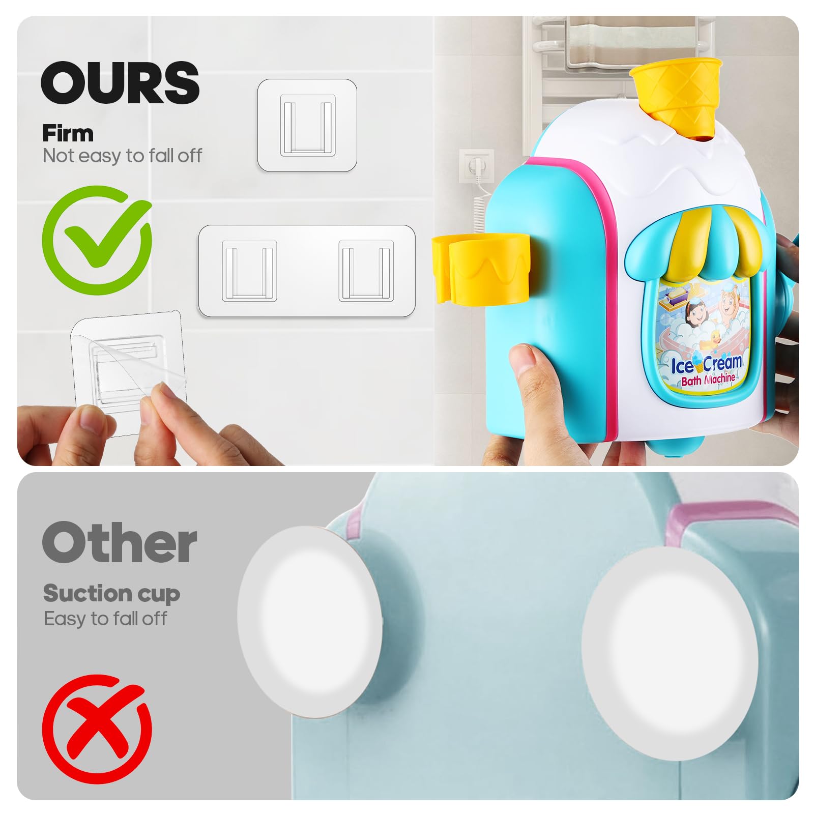 Best Baby Bath Toys for Toddlers 1-4 Years - Ice Cream Bubble Machine with Hooks, Fun Shower & Bathtub Toys for Kids 6-18 Months - Perfect for Sensory Play & Bath Time Fun