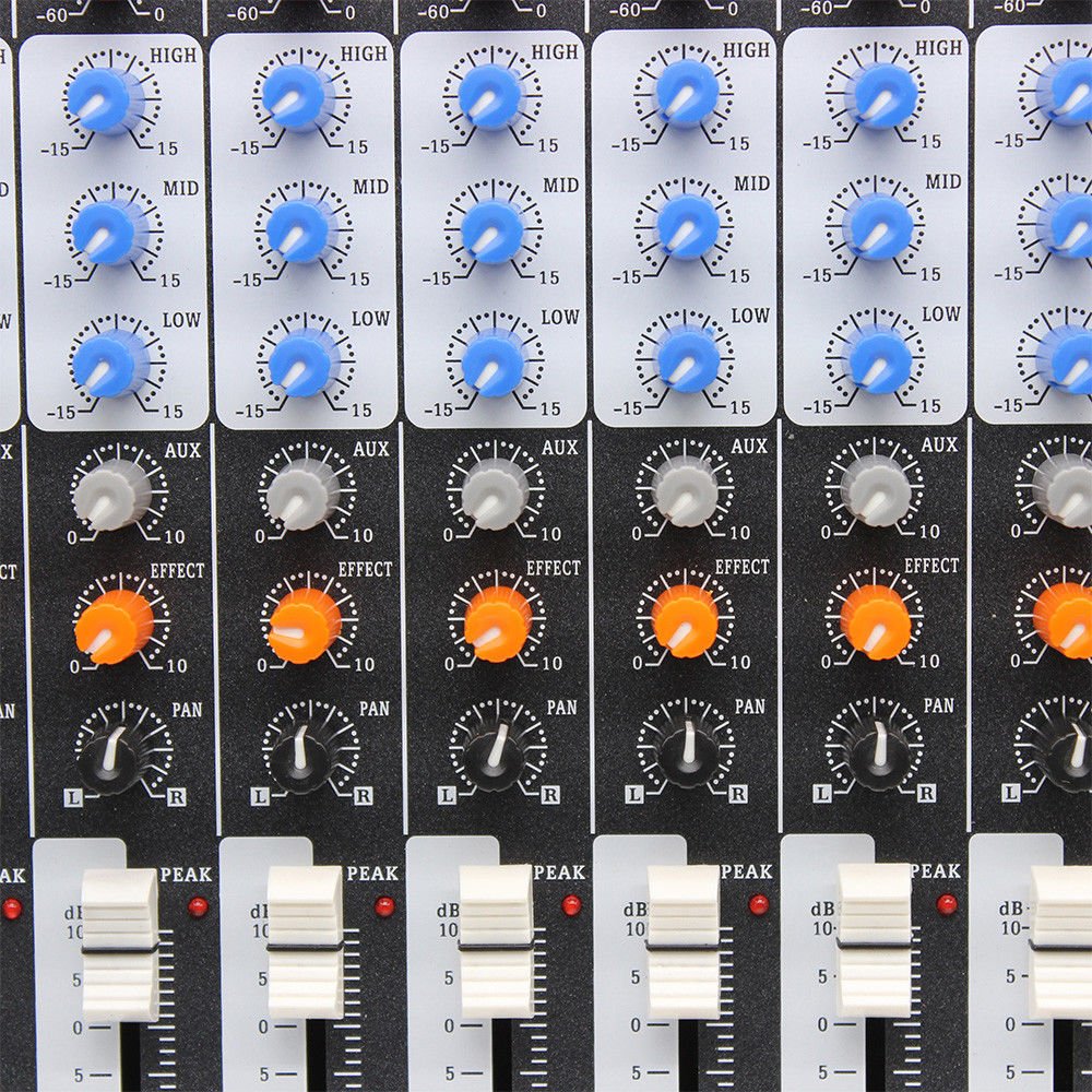 12 Channel USB Audio Mixer Console with 48V Phantom Power - Professional Studio Sound Board for Live Recording, DJing & Podcasting - Perfect for Home Studios, Church Events & Music Production