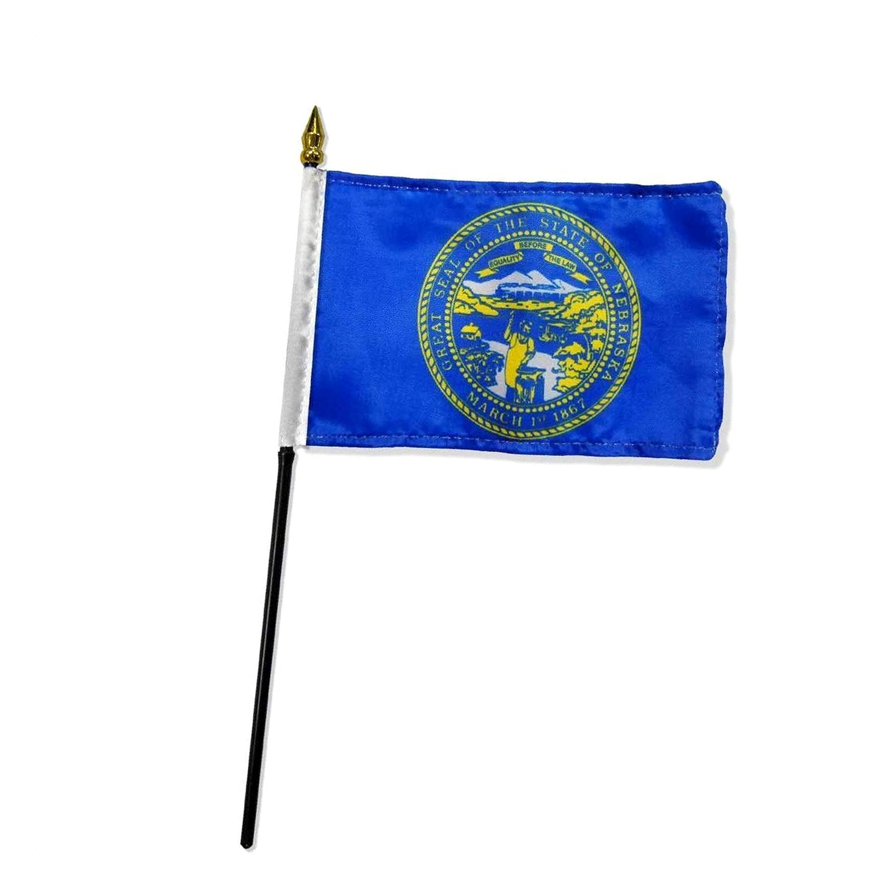 New Nebraska State Flag 4x6 Inch - Premium Sewn Edges Desk & Table Stick Flag for Indoor/Outdoor Use - Perfect for Home, Office, Parties & All-Weather Display (TR00661WI)