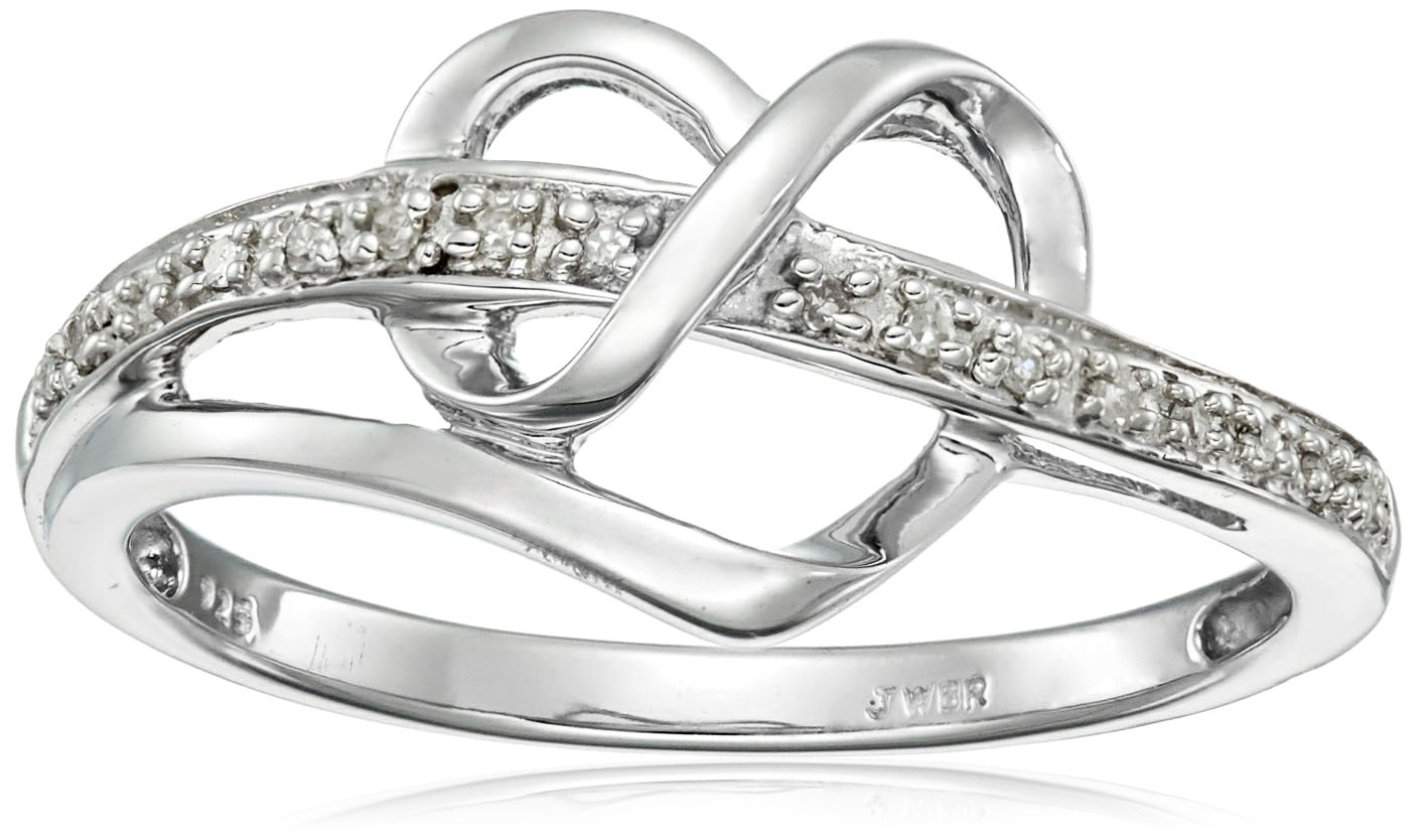 Amazon Collection Sterling Silver Diamond Accent Heart Ring - Elegant Jewelry Gift for Women, Valentine's Day, Anniversary & Special Occasions