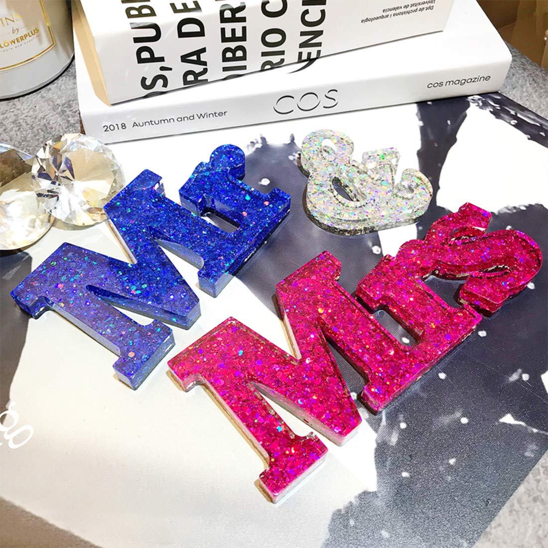 FineInno MR & MRS Silicone Resin Molds for DIY Epoxy Crafts - Wedding Cake Topper, Home Decor, Table Centerpiece & Romantic Gift Making
