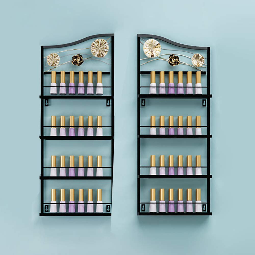 4-Tier Metal Wall Mount Nail Polish Organizer Rack - Lipstick & Perfume Display Shelf for Salon, Retail Store - Space Saving Cosmetic Storage Solution for Home, Shop & Beauty Studio