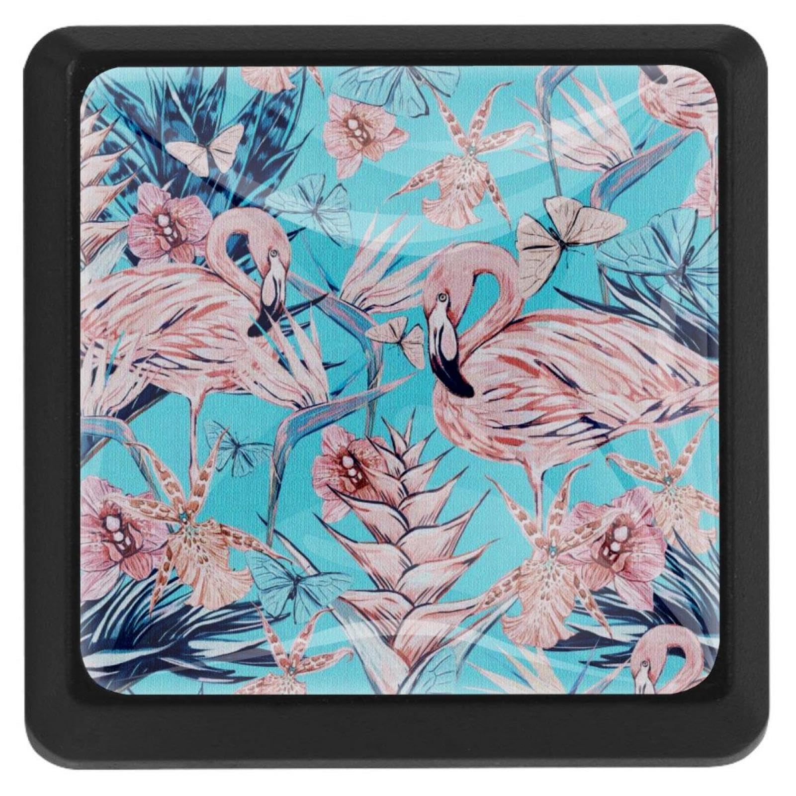 Vintage Floral Jungle Flamingo Cabinet Handles - 6Pcs Drawer Knobs for Dresser, Kitchen Cabinets & Furniture Hardware | Decorative Pulls for Home Renovation & DIY Projects