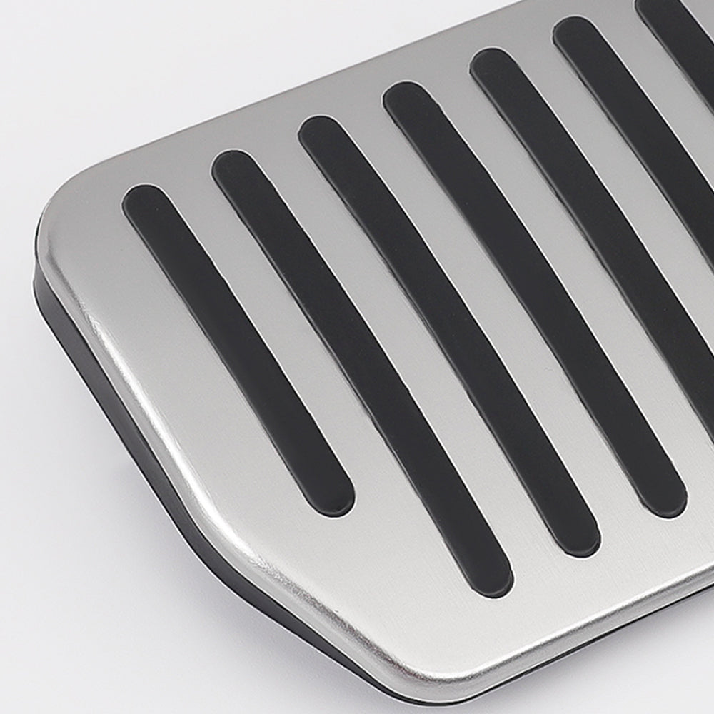 EVBASE Non-Slip Brake Pedal Covers for Tesla Model 3 & Y - Silver Aluminum Alloy Anti-Slip Foot Pedals | Tesla Accessories | Perfect for Driving Safety & Interior Customization