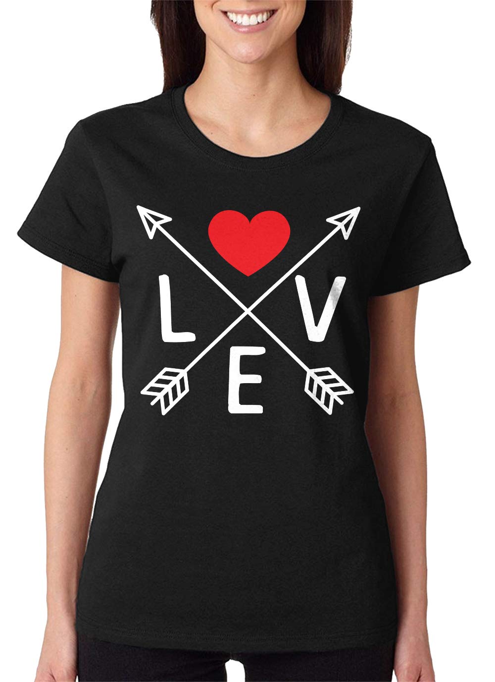 SpiritForged Apparel Love Crossed Arrows Women's T-Shirt | Soft Cotton Graphic Tee for Casual Wear, Date Night & Everyday Outfits