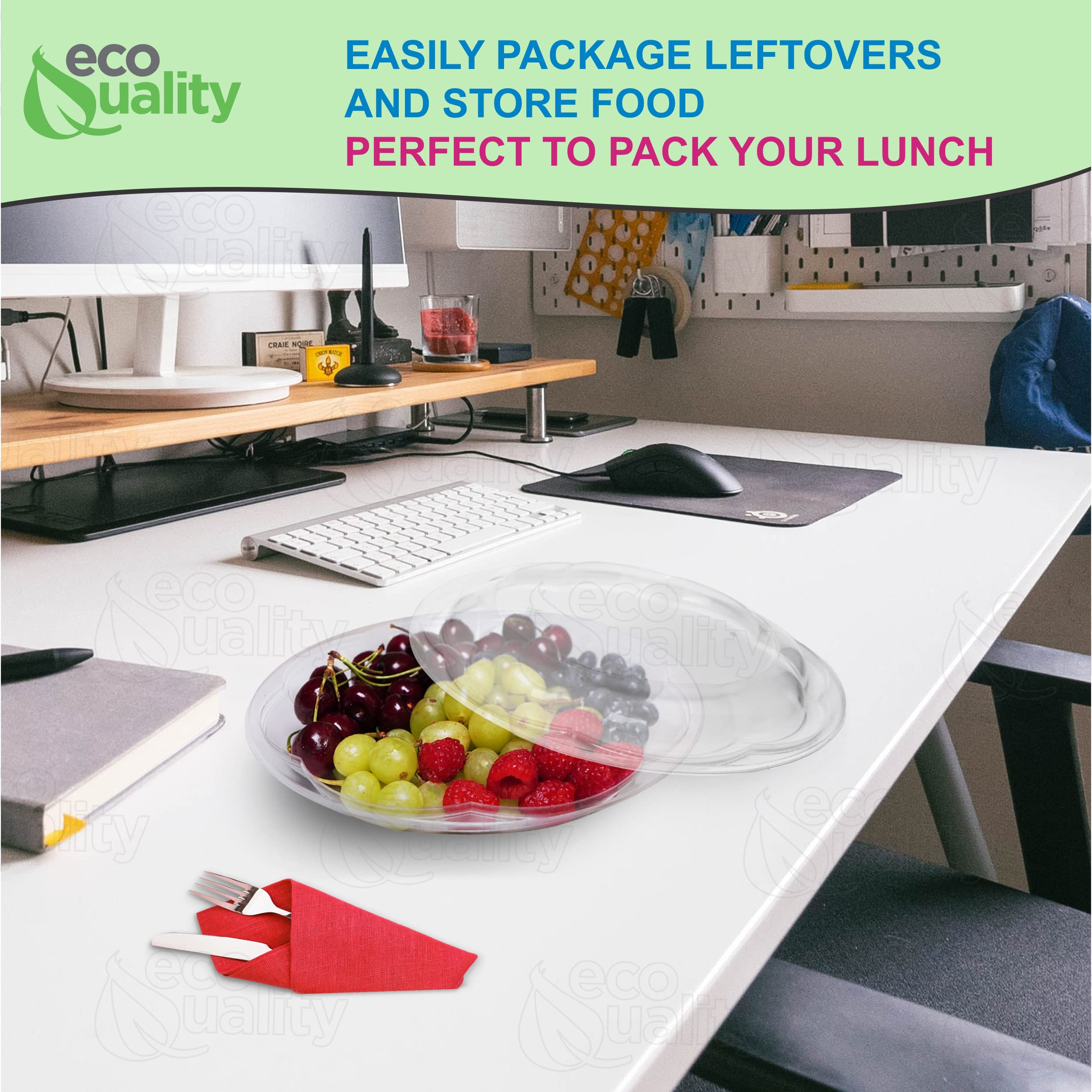 64oz Clear Plastic Salad Bowls with Lids - Disposable Airtight Food Containers for Meal Prep, Lunch, Salads, Fruits & Parfaits | Leakproof & Fresh Storage | Perfect for Office, Picnics & Catering (300 Pack)