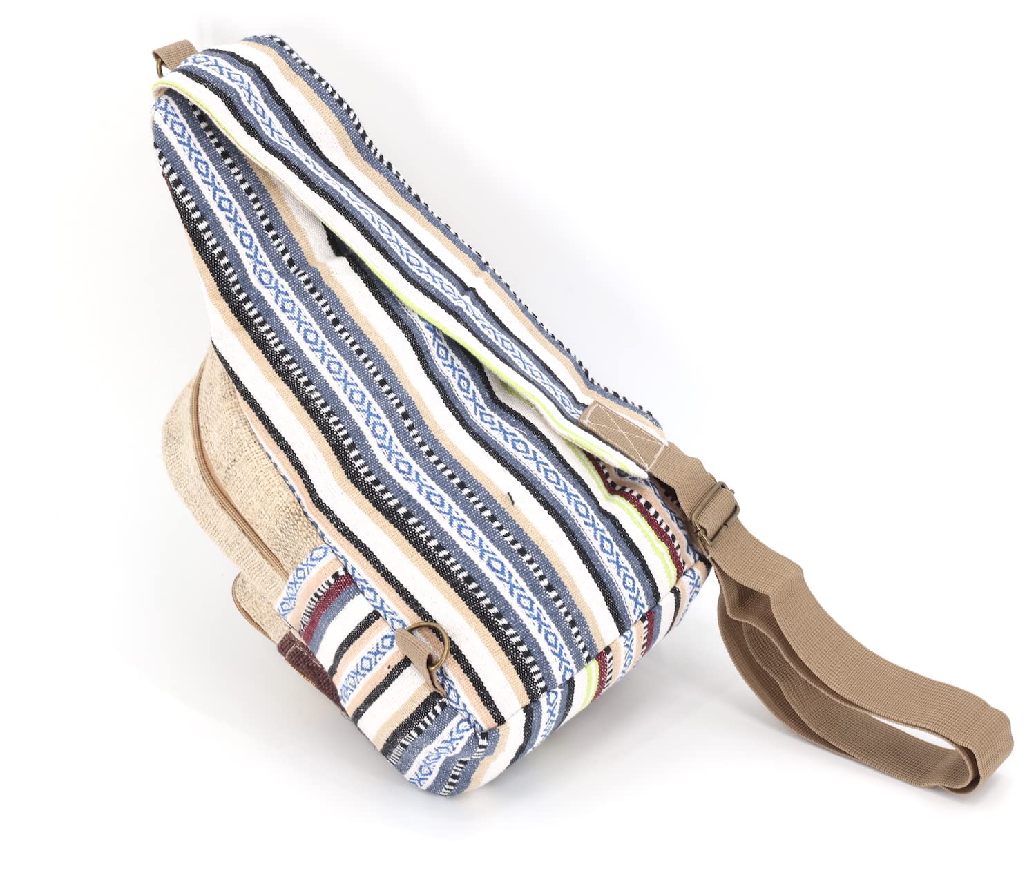 Eco-Friendly Hemp Sling Backpack - Handmade Fair Trade Hippie Festival & Hiking Crossbody Bag | Perfect for Outdoor Adventures, Music Festivals & Travel Accessories