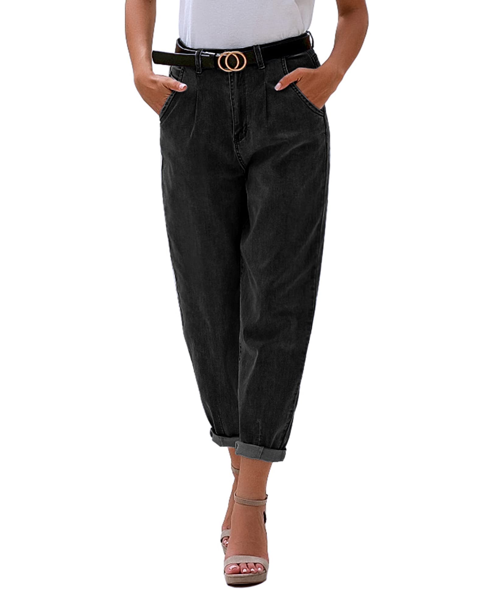 Stylish Women's High Waisted Boyfriend Jeans - Loose Fit Mom Jeans with Stretch, Classic Balloon Denim Pants for Casual Wear & Everyday Comfort | Perfect for Street Style, Weekend Outings & Relaxed Fashion Looks