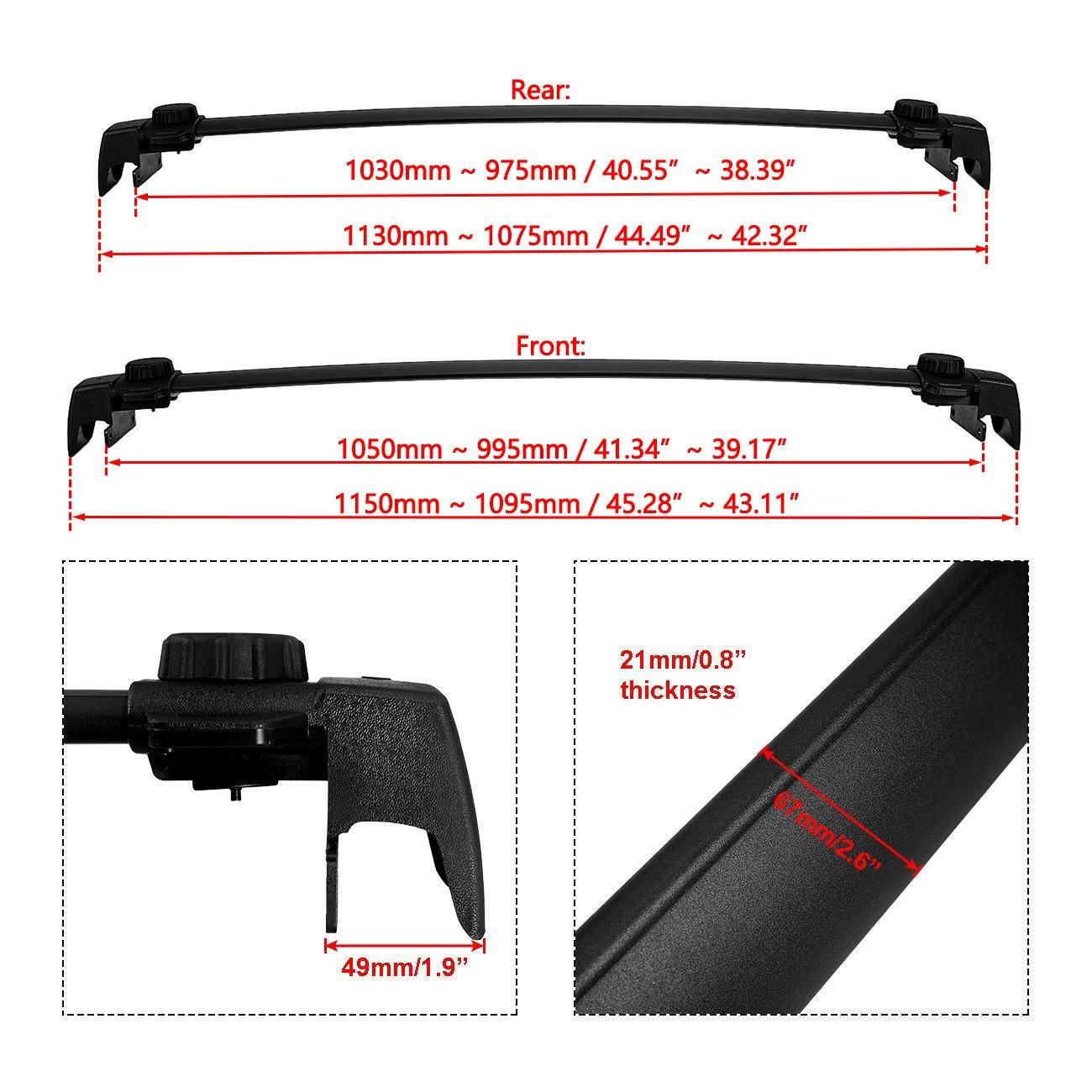 PARTOL Universal Roof Rack Cross Bars for Jeep Compass 2017-2022 & All-New 5-Door SUV Models - Heavy Duty Aluminum Cargo Carrier for Kayak, Canoe, Bike, Ski & Luggage - Perfect for Road Trips, Camping & Outdoor Adventures