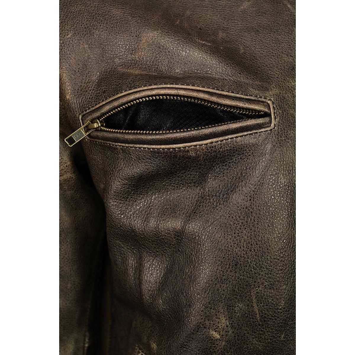 Milwaukee Leather MLM1503 Men's Distressed Brown Motorcycle Jacket - Vented Racer Style Leather Rider Jacket for Harley, Cruiser & Street Bikes | Perfect for Summer Riding & Long-Distance Tours