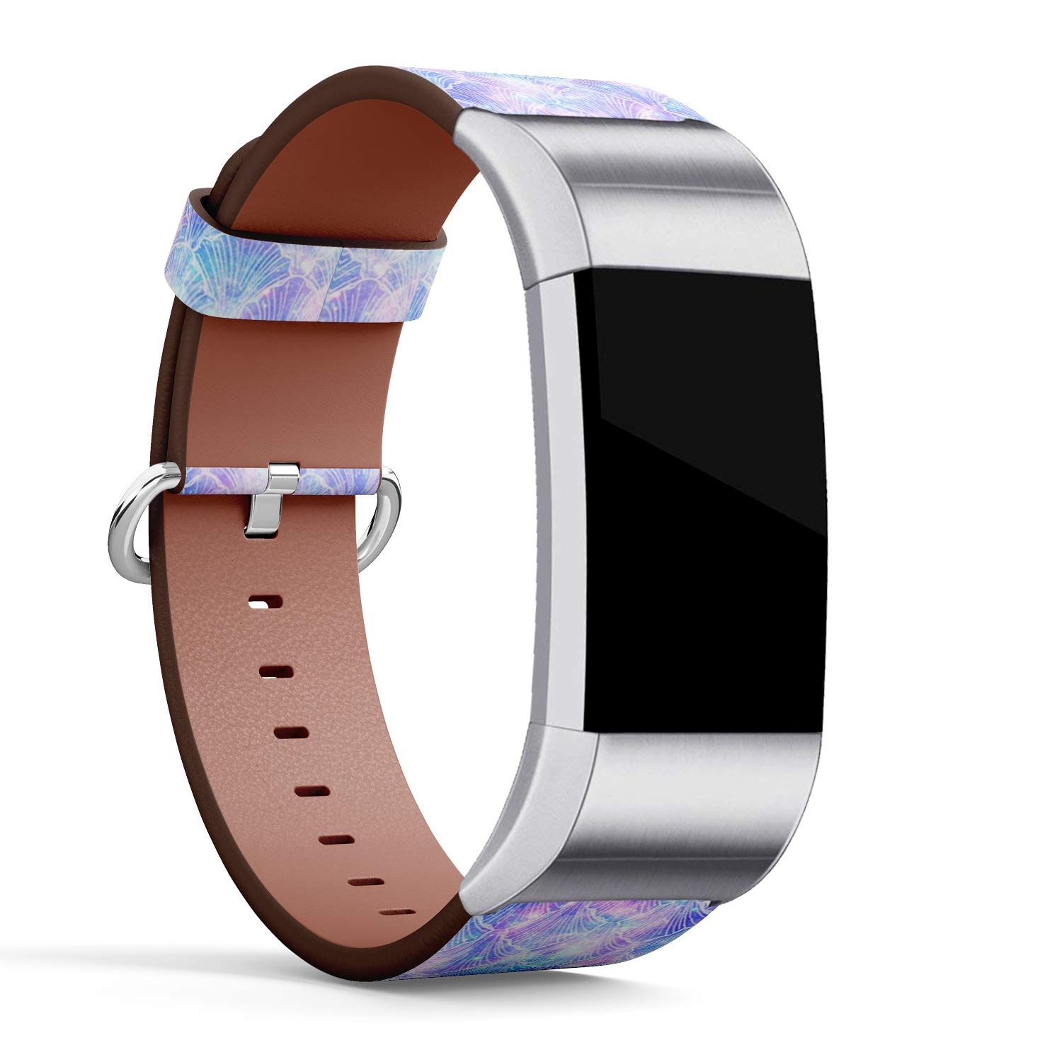 Premium Leather Watch Band for Fitbit Charge 2 - Stainless Steel Clasp & Adapters - Mermaid Galaxy Design - Replacement Strap for Workouts, Running & Everyday Wear