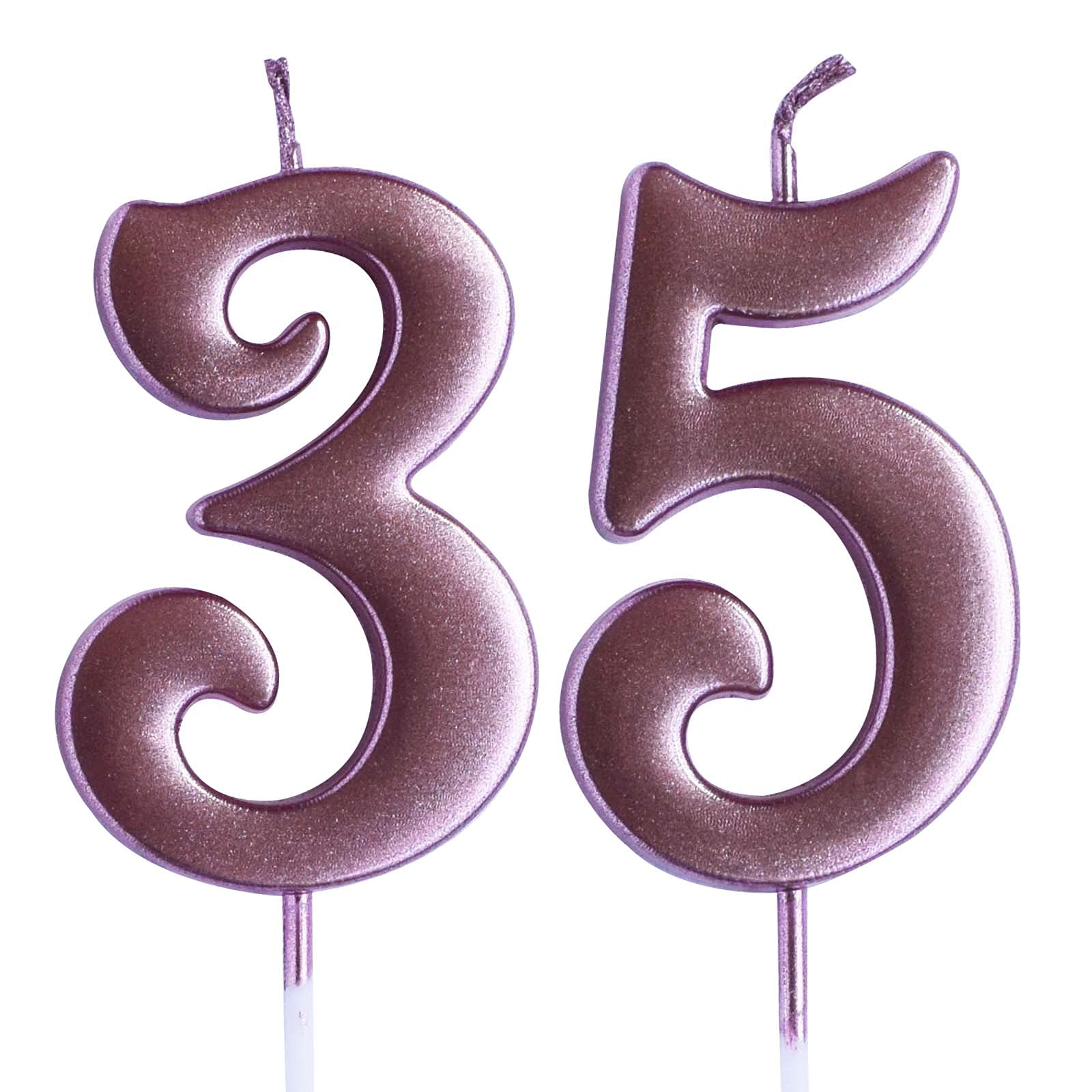 35th Birthday Rose Candle - Elegant Number 35 Cake Topper for Women & Men | Perfect for Anniversary Celebrations, Milestone Parties & Romantic Decorations