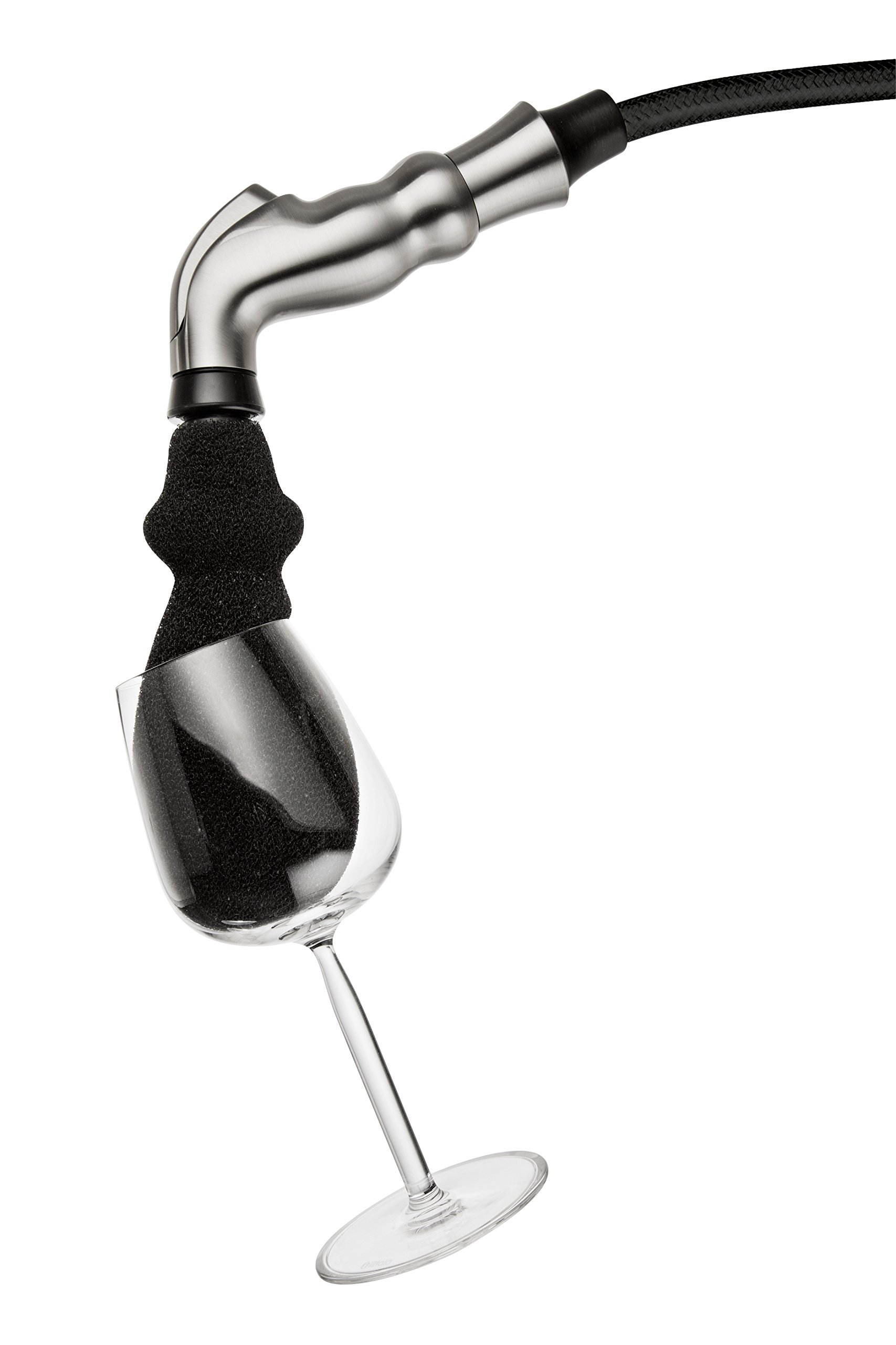 Dish Genie Cleaning Kit - Brushed Nickel Sink Sprayer Head Replacement with 4 Multi-Purpose Attachments for Pots, Wine Glasses & Bottles | Perfect for Kitchen Sink, Dishwashing & Hard-to-Reach Cleaning