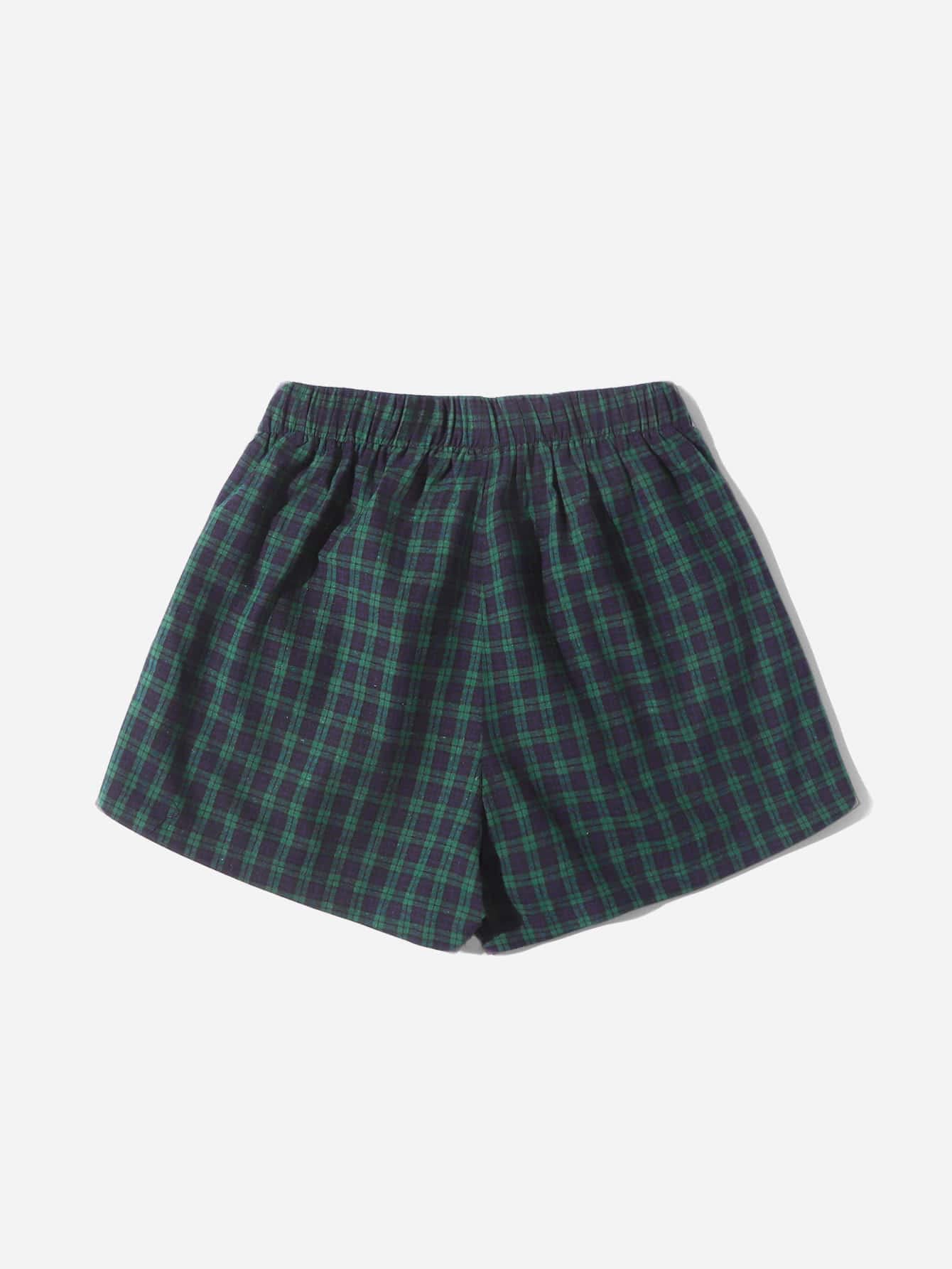 Stylish Women's Elastic Waist Plaid Lounge Shorts - Comfortable Sleepwear & Casual Pajama Shorts for Home, Vacation & Relaxation