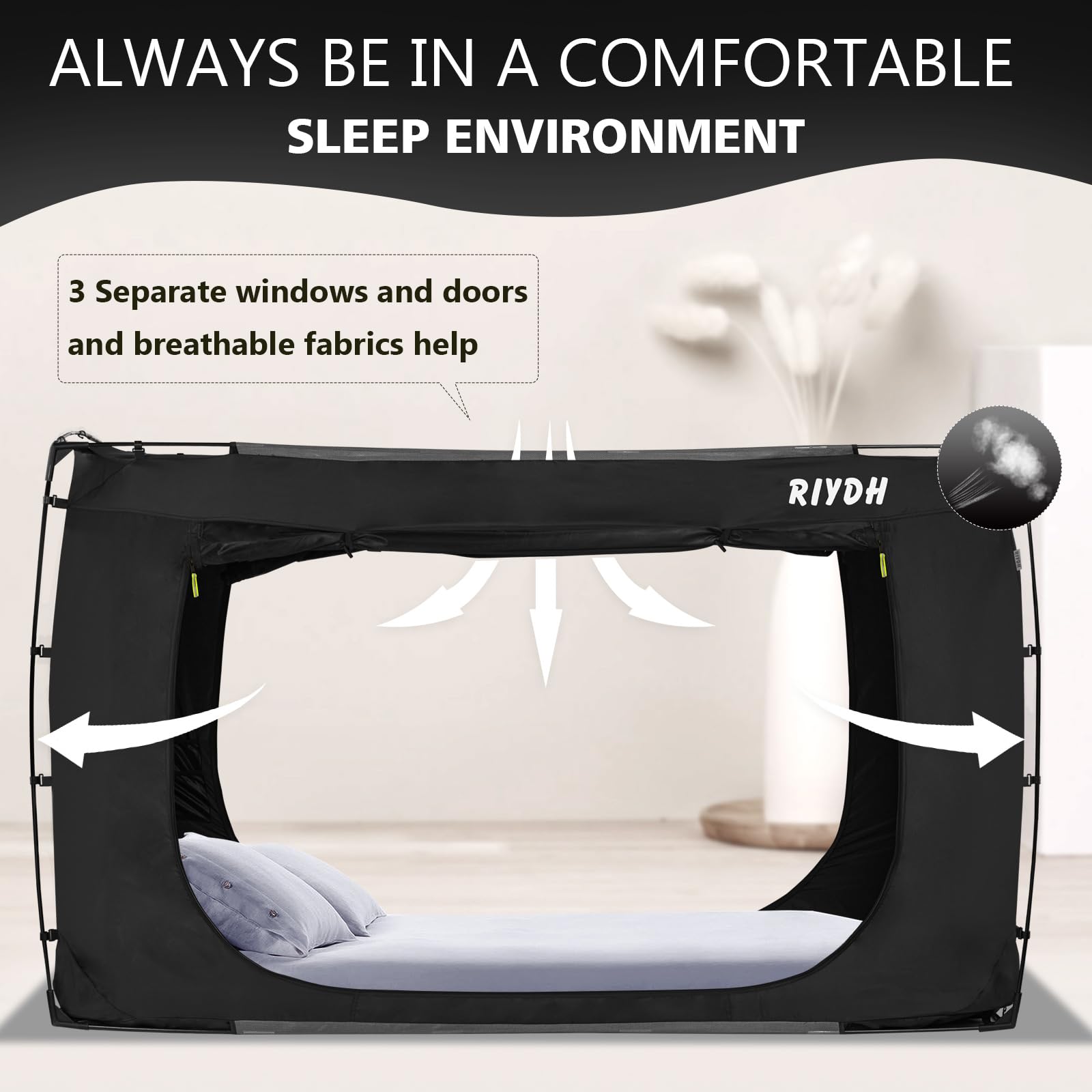 King Size Bed Tent Canopy for Adults & Kids - Portable Blackout Sleeping Tent with 3 Doors, Breathable Design for Indoor Use | Perfect for Camping, Privacy, Kids Playroom & Cozy Bedroom Retreat
