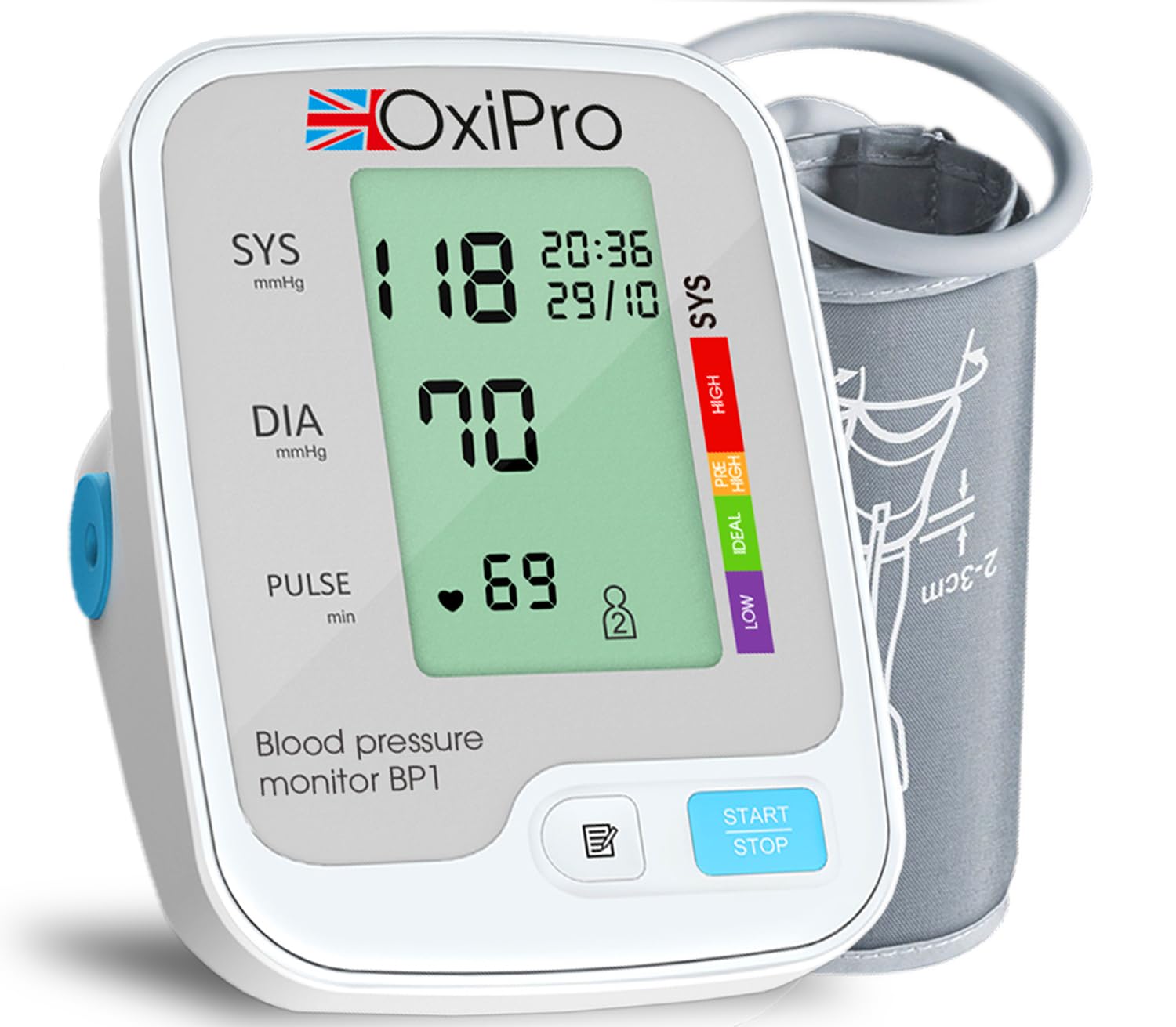 OxiPro BP1 Blood Pressure Monitor - CE Certified for Home Use