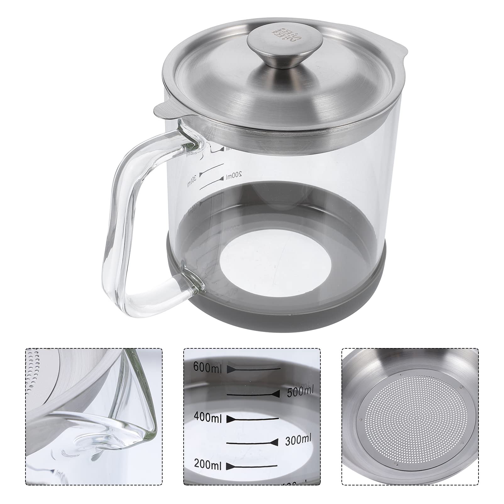 HEMOTON 1pc Glass Oil Strainer & Dispenser with Filter - Premium Cooking Oil Container for Soy Sauce, Grease & Liquids - Perfect for Kitchen, Restaurant & Household Use