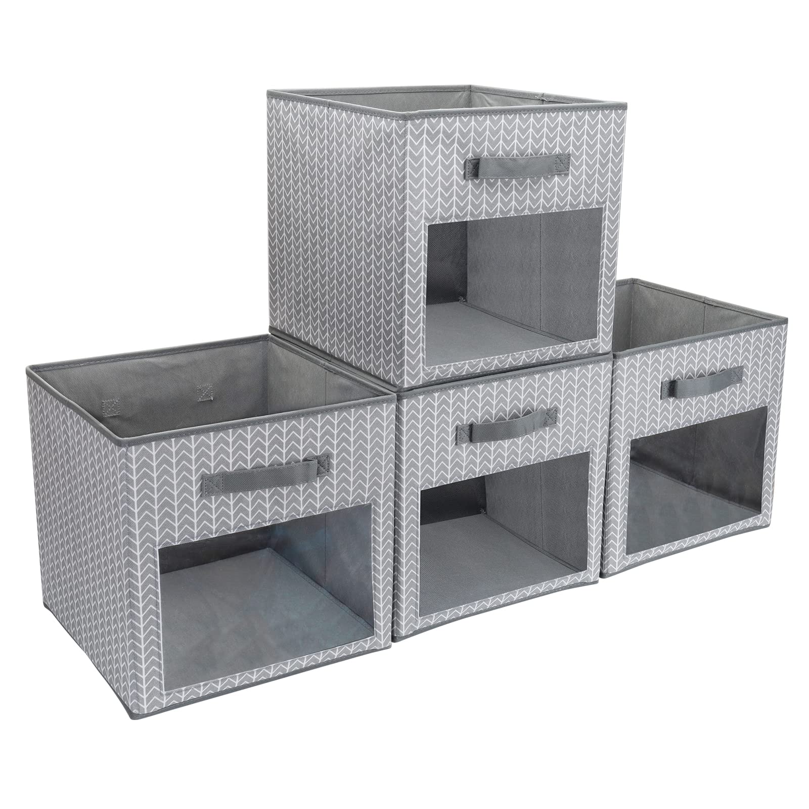 4-Pack Clear Window Cube Storage Bins - 13